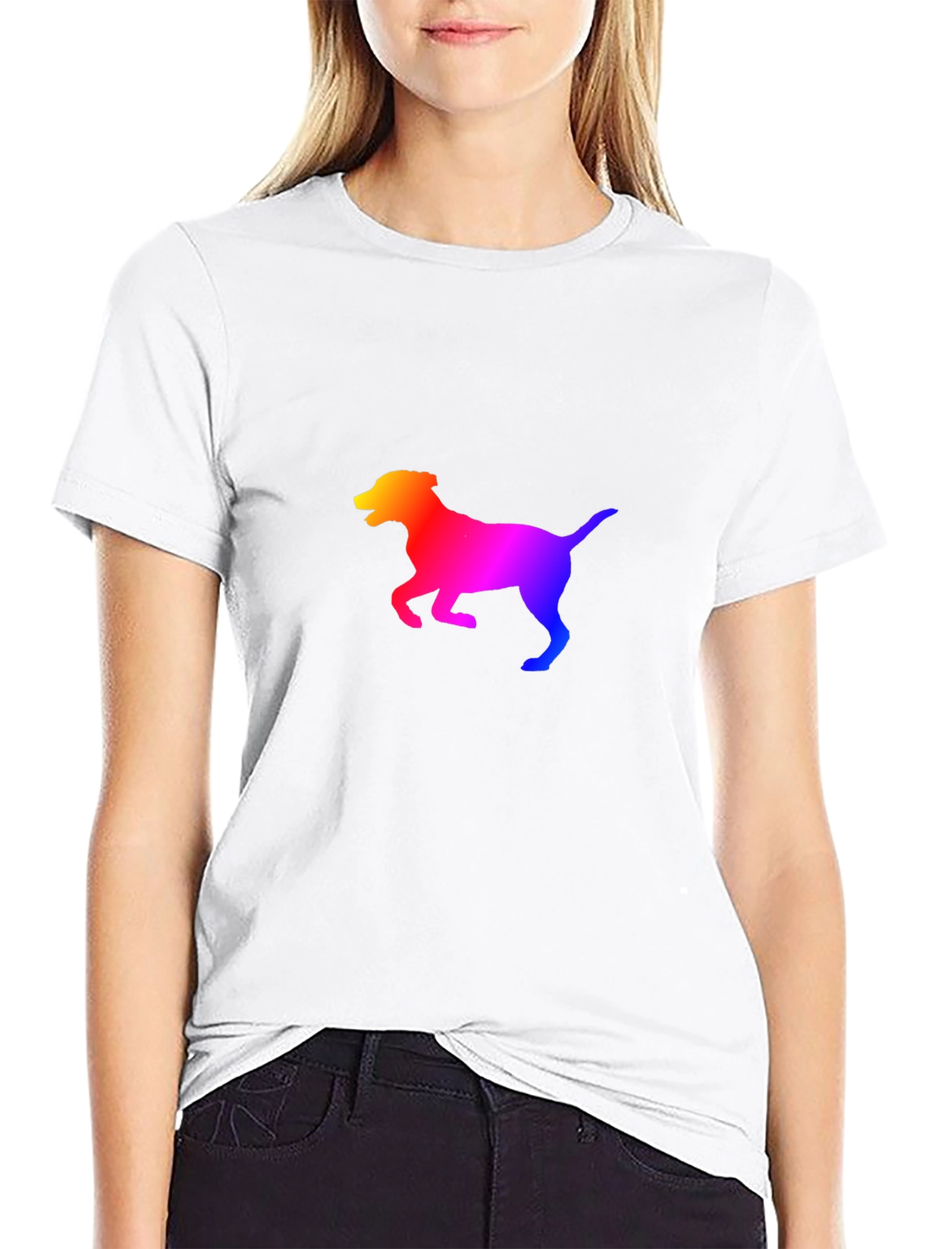 Black Rainbow Dog Silhouette Black T-Shirt view 9