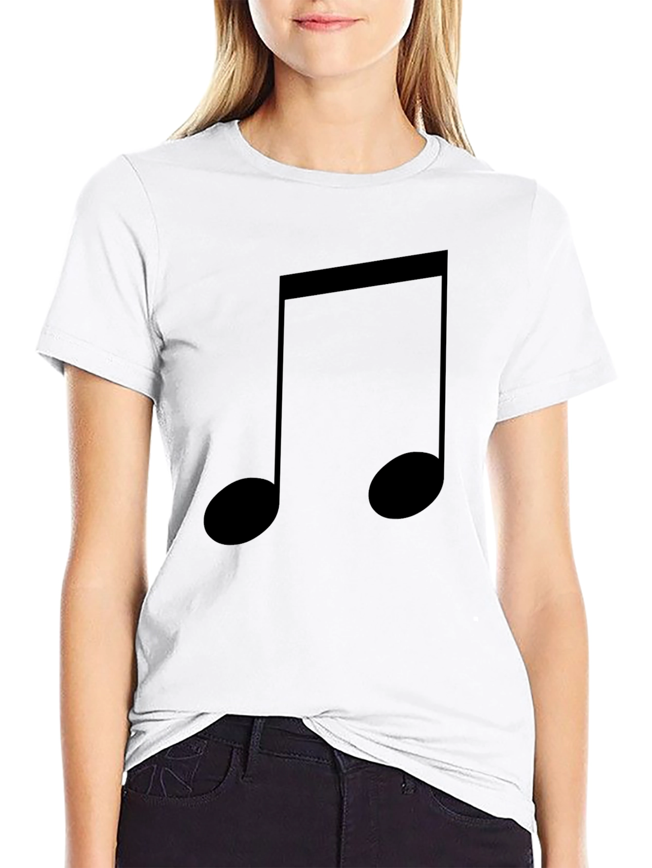 Black Musical Note Graphic Tee - Classic Black Cotton T-Shirt view 9