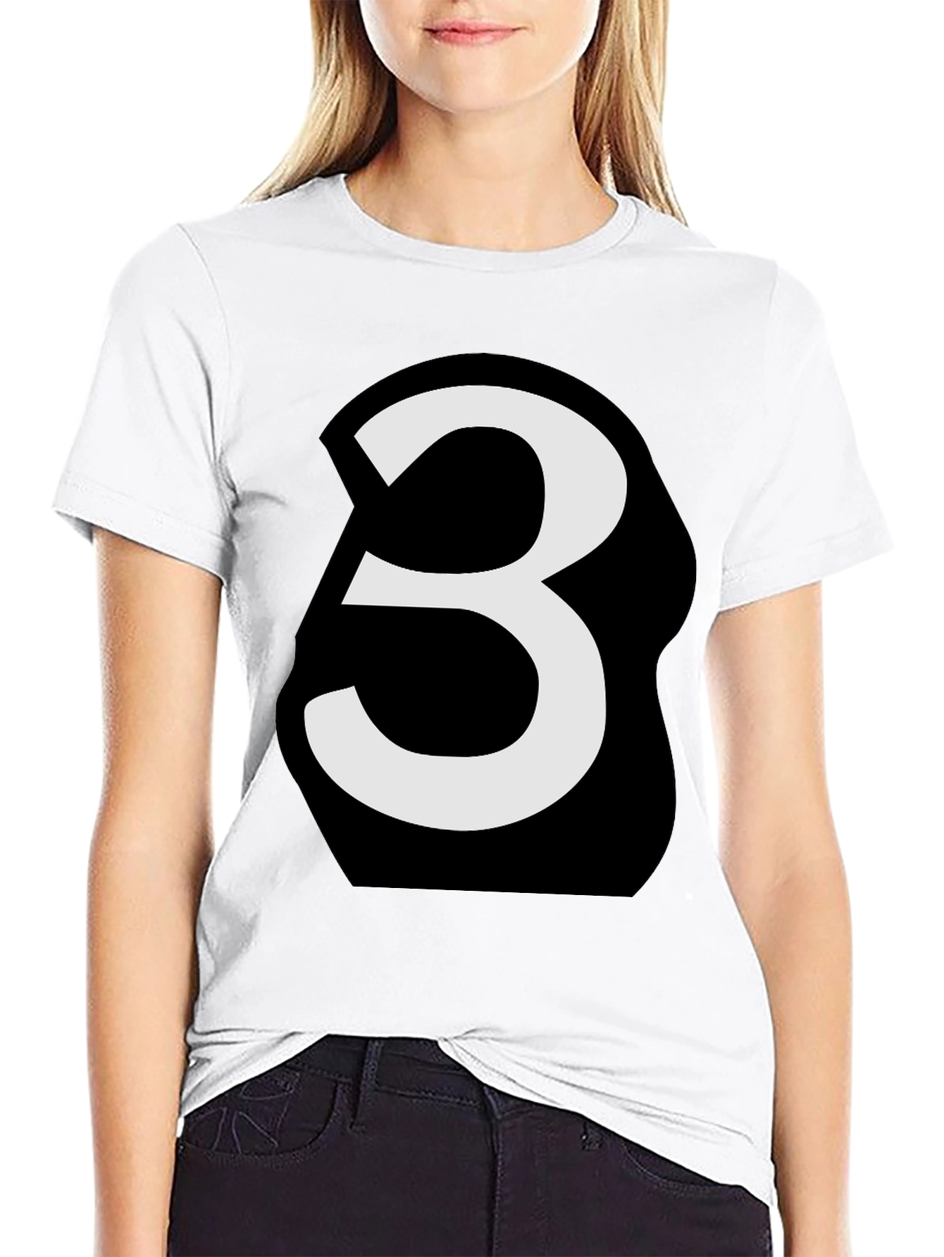 Black Bold Number 3 Graphic Tee - Black view 9