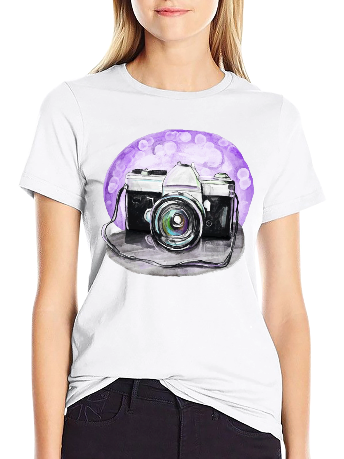 Black Vintage Camera Graphic Tee - Artistic Design view 9