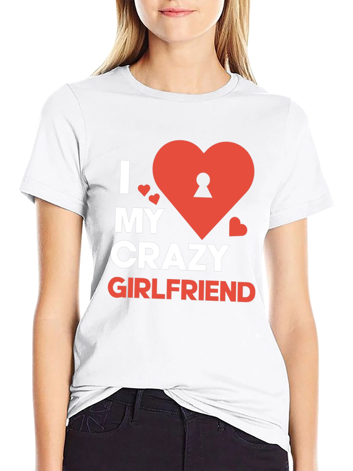 Black I Love My Crazy Girlfriend Graphic Tee - Novelty Heart Design view 9
