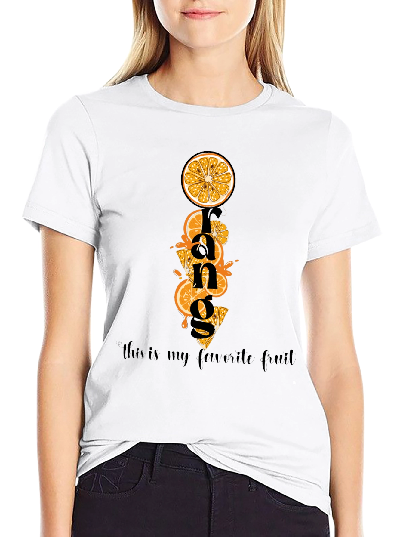 Black Orange Fruit Graphic T-Shirt - Fun & Stylish Cotton Tee view 9