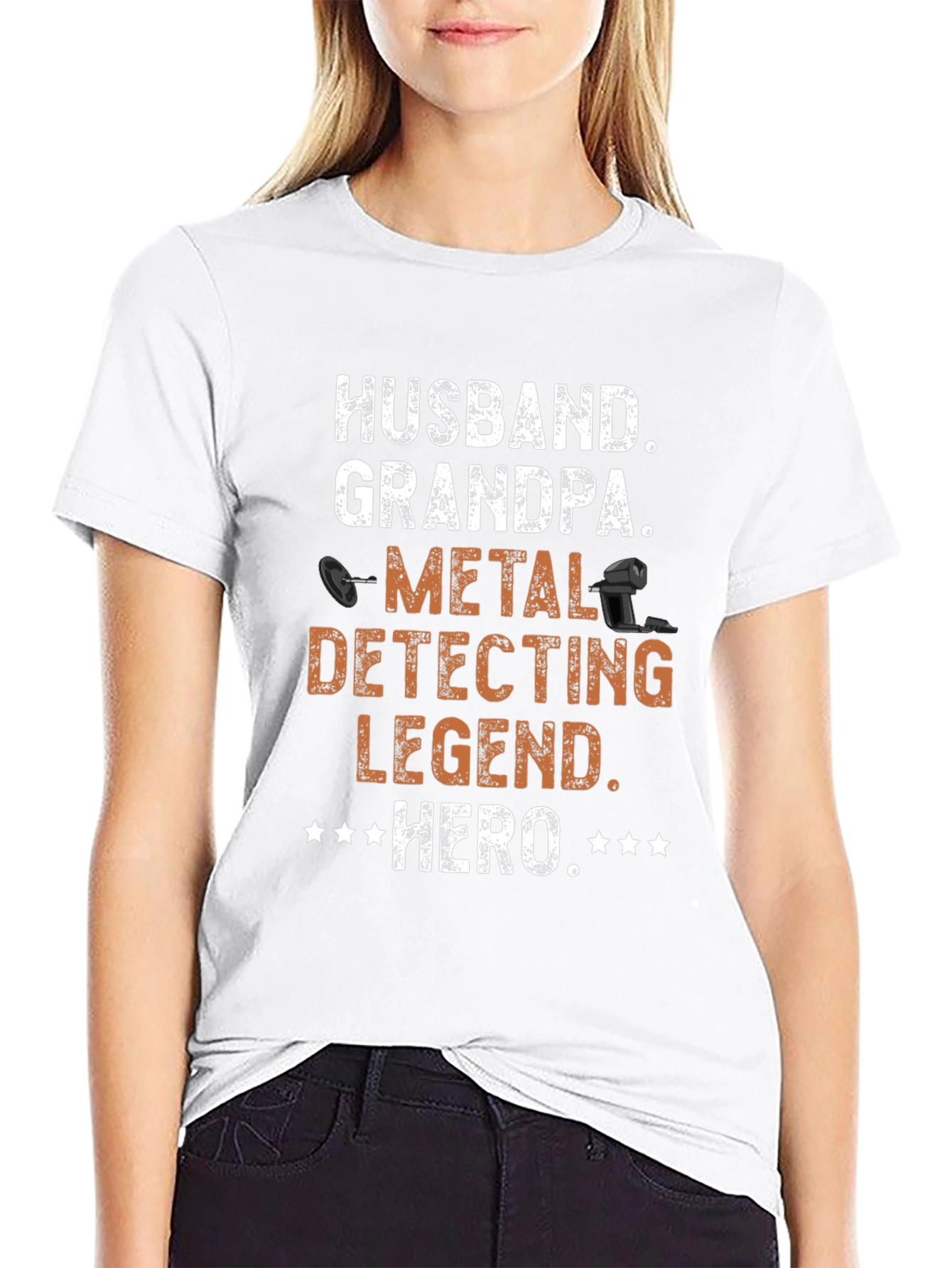 Black Husband Grandpa Metal Detecting Legend Hero T-Shirt view 9