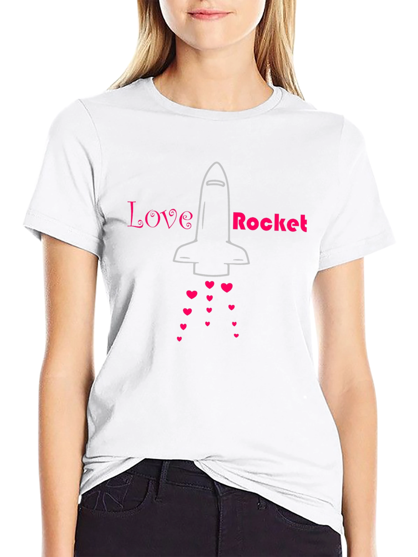 Black Love Rocket Graphic Tee - Black Cotton Blend view 9