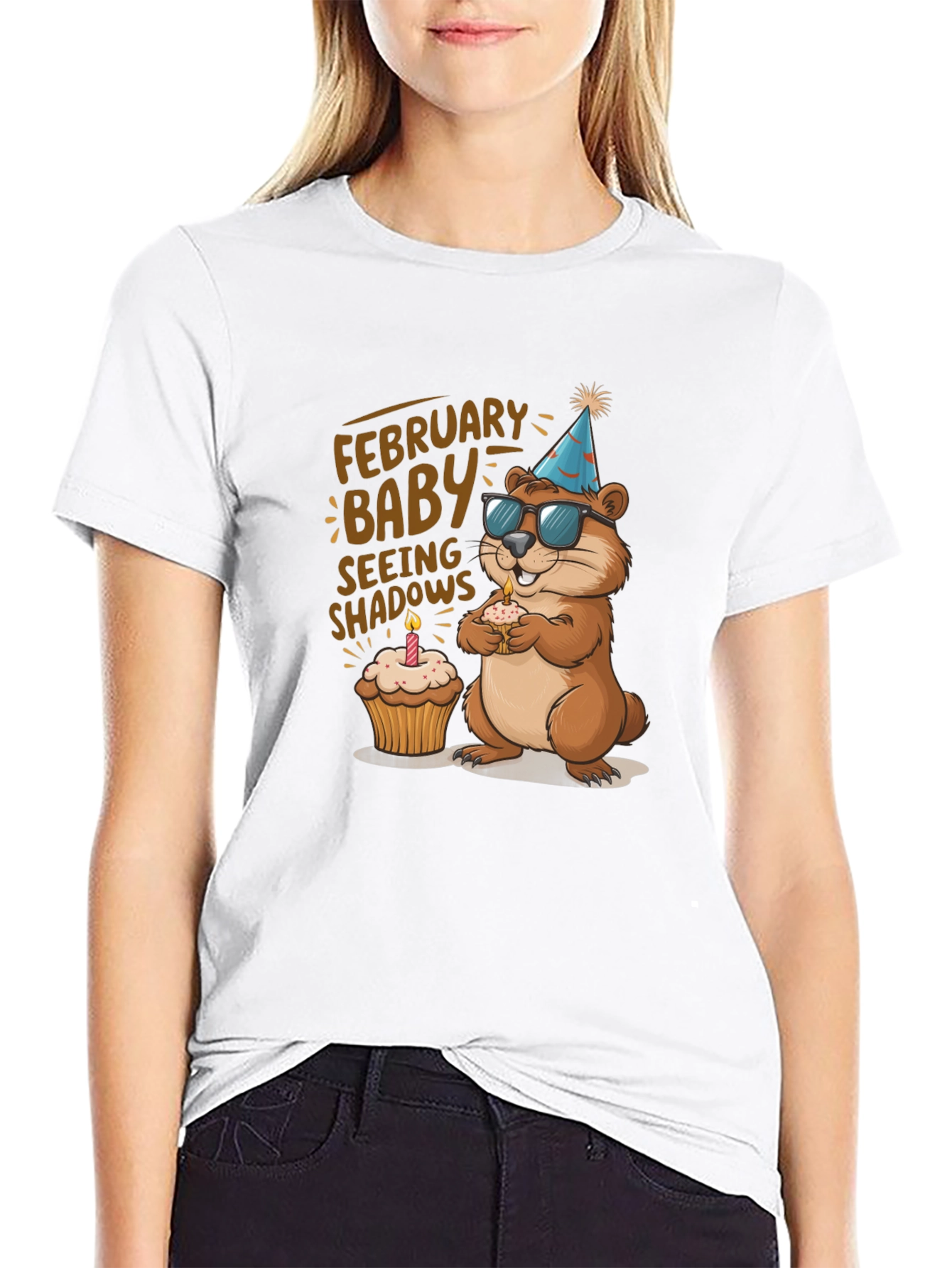 Black February Baby Groundhog T-Shirt view 9
