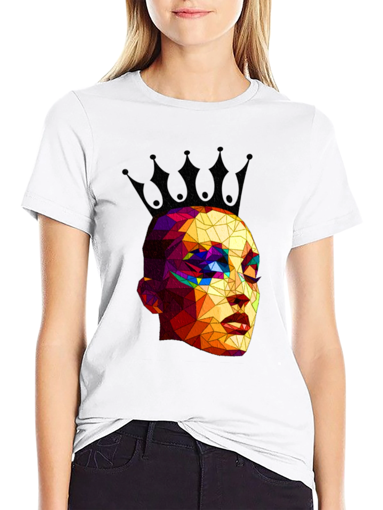 Black Geometric Queen Black T-Shirt view 9