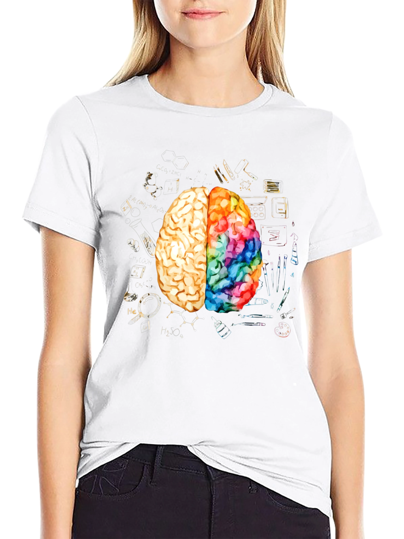 Black Creative Brain Graphic Tee - Artistic Mind T-Shirt view 9