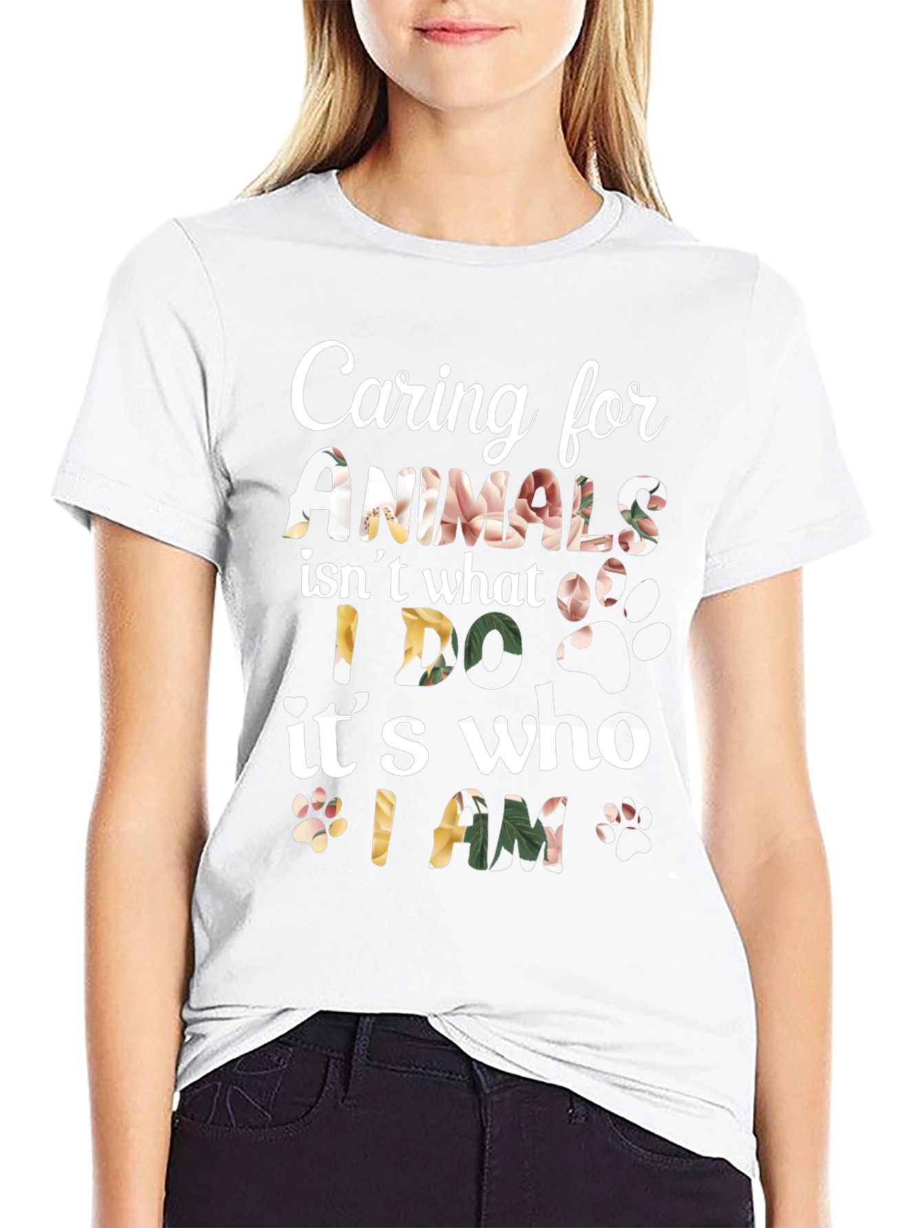 Black Caring for Animals Floral Print T-Shirt view 9