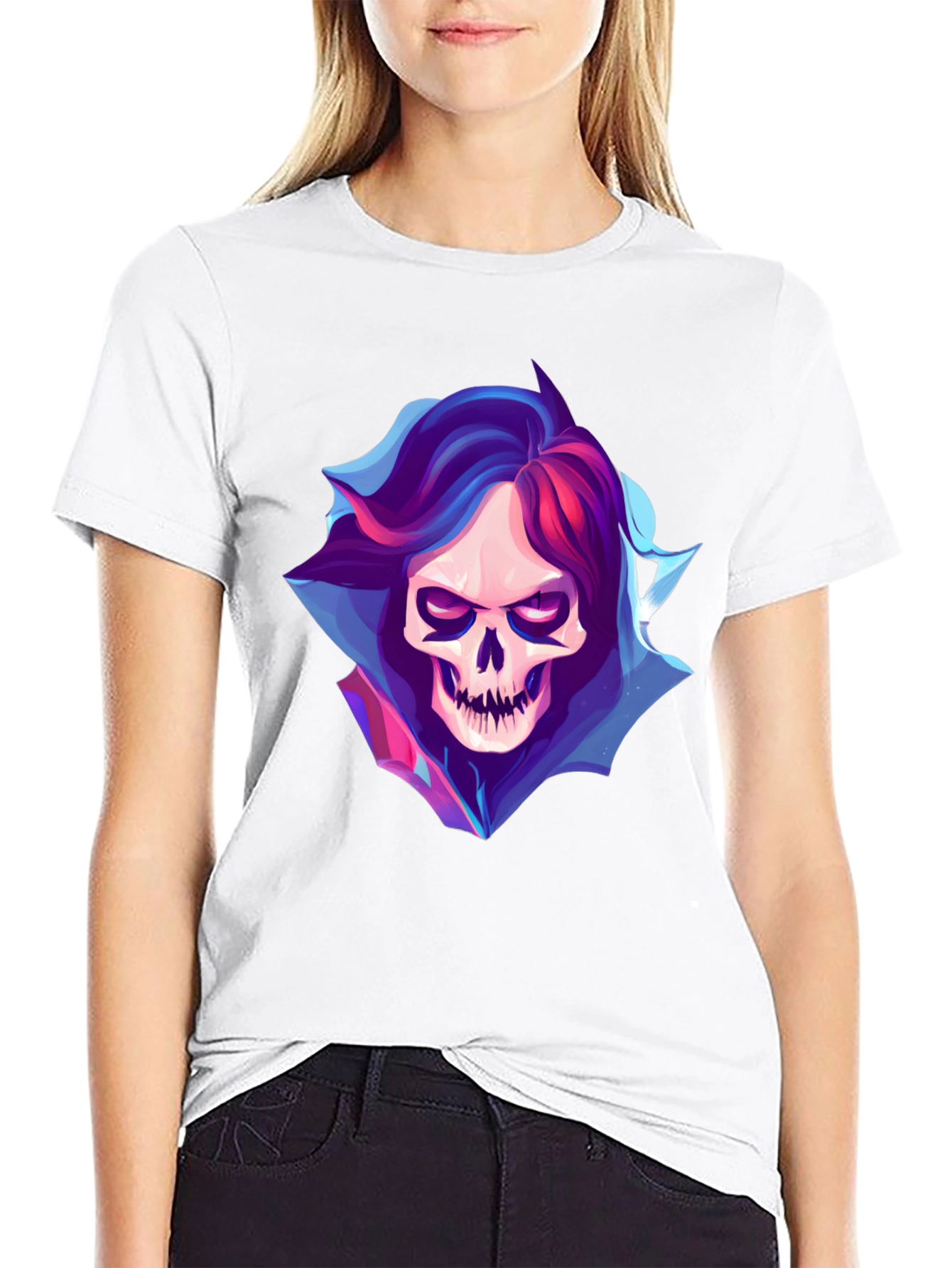 Black Grim Reaper Skull Graphic Black T-Shirt view 9