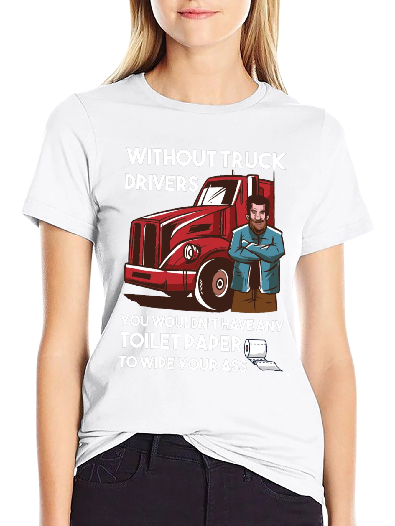 Black Truck Driver Toilet Paper Humor T-Shirt view 9