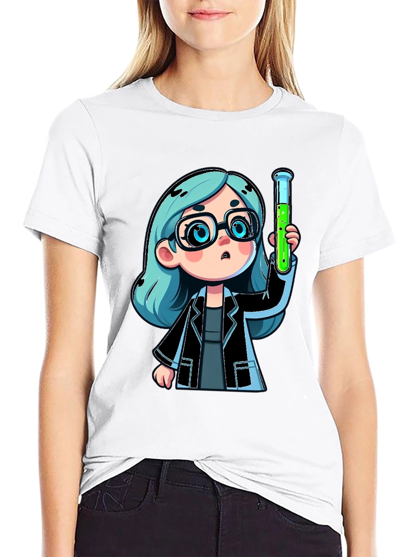 Black Scientist Cartoon Graphic Tee view 9