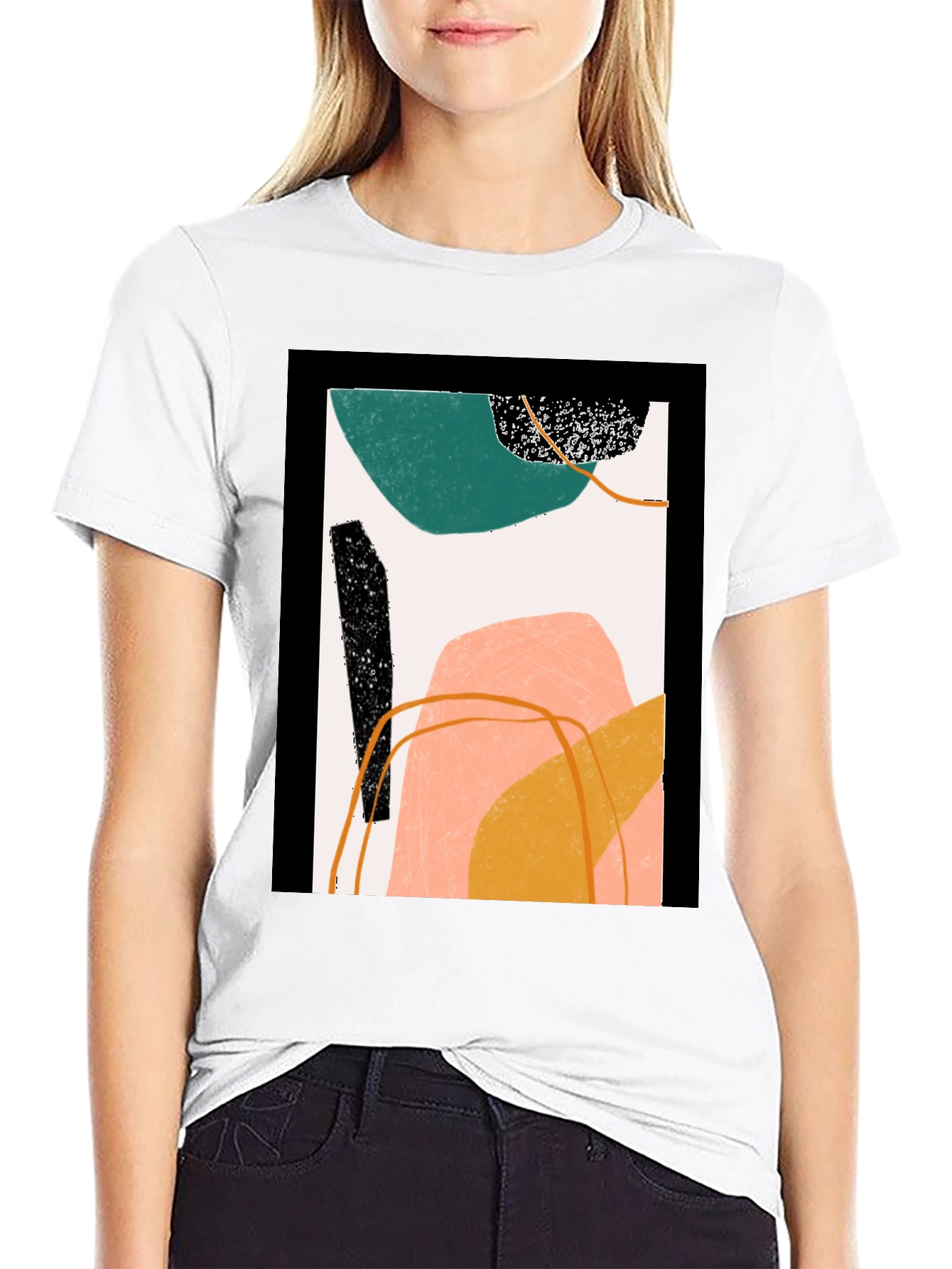 Black Abstract Art Graphic Tee - Modern Minimalist Design view 9