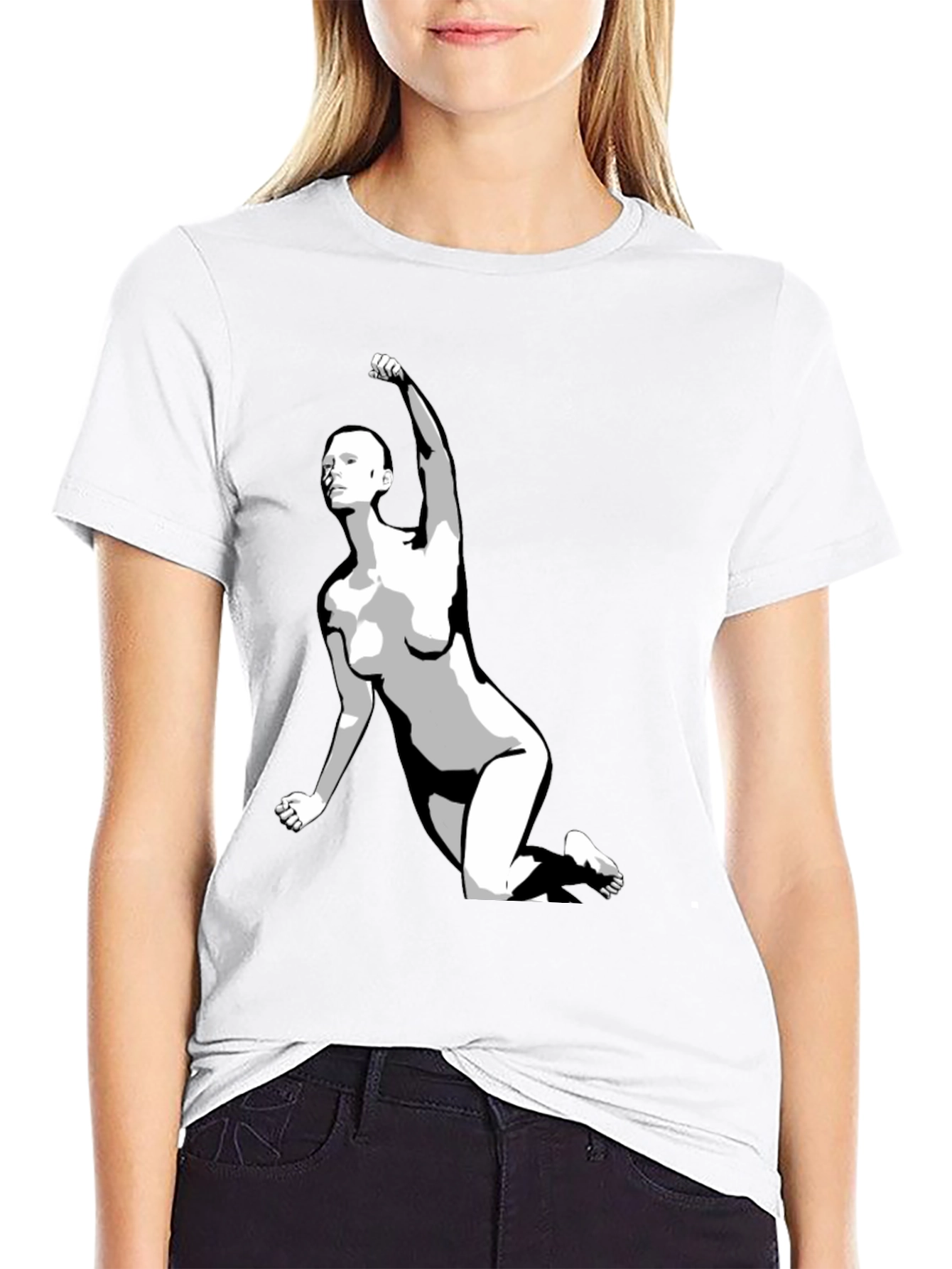 Black Bold Graphic Tee - Empowered Figure Design view 9