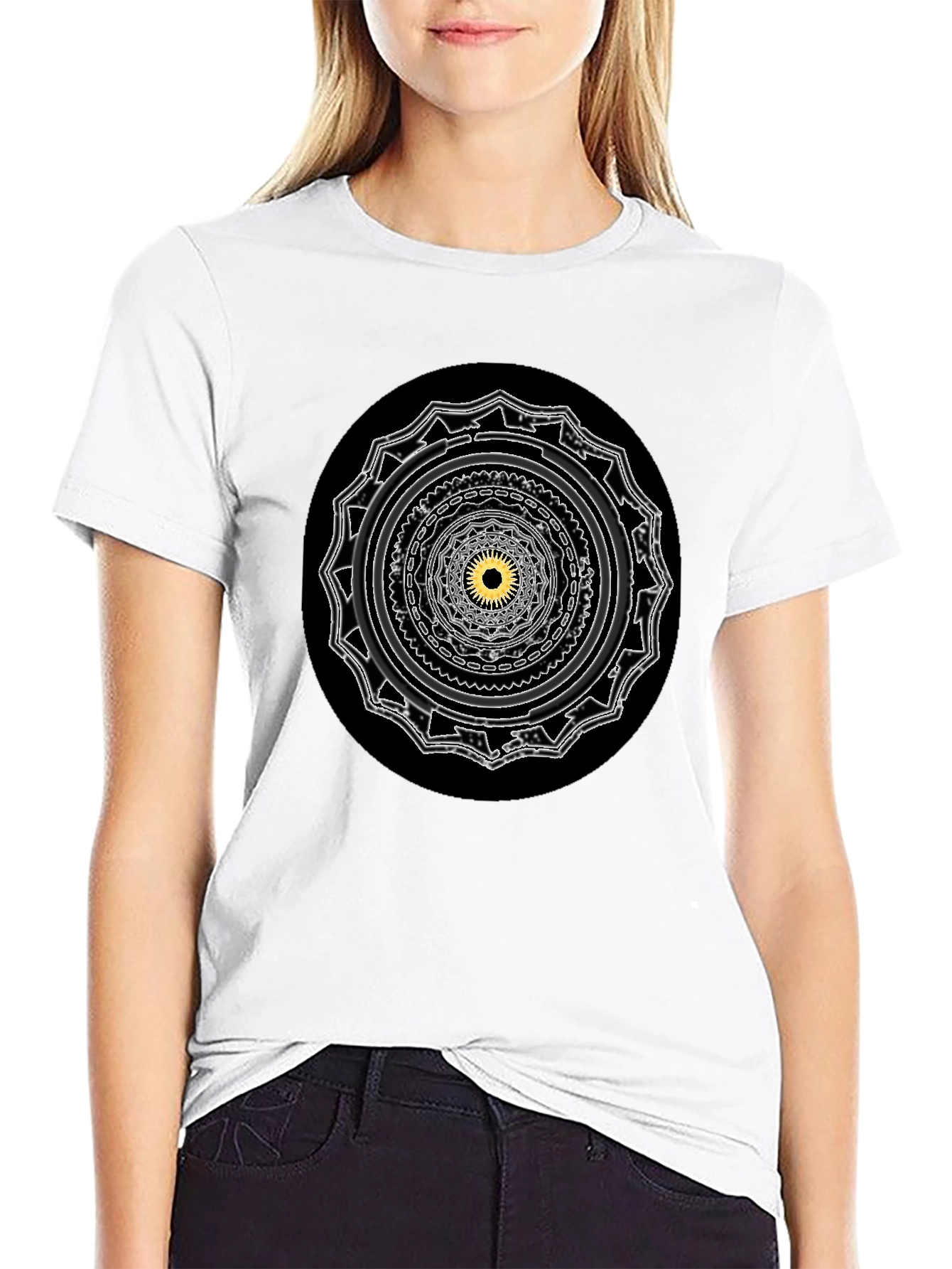 Black Mystic Mandala Black T-Shirt view 9