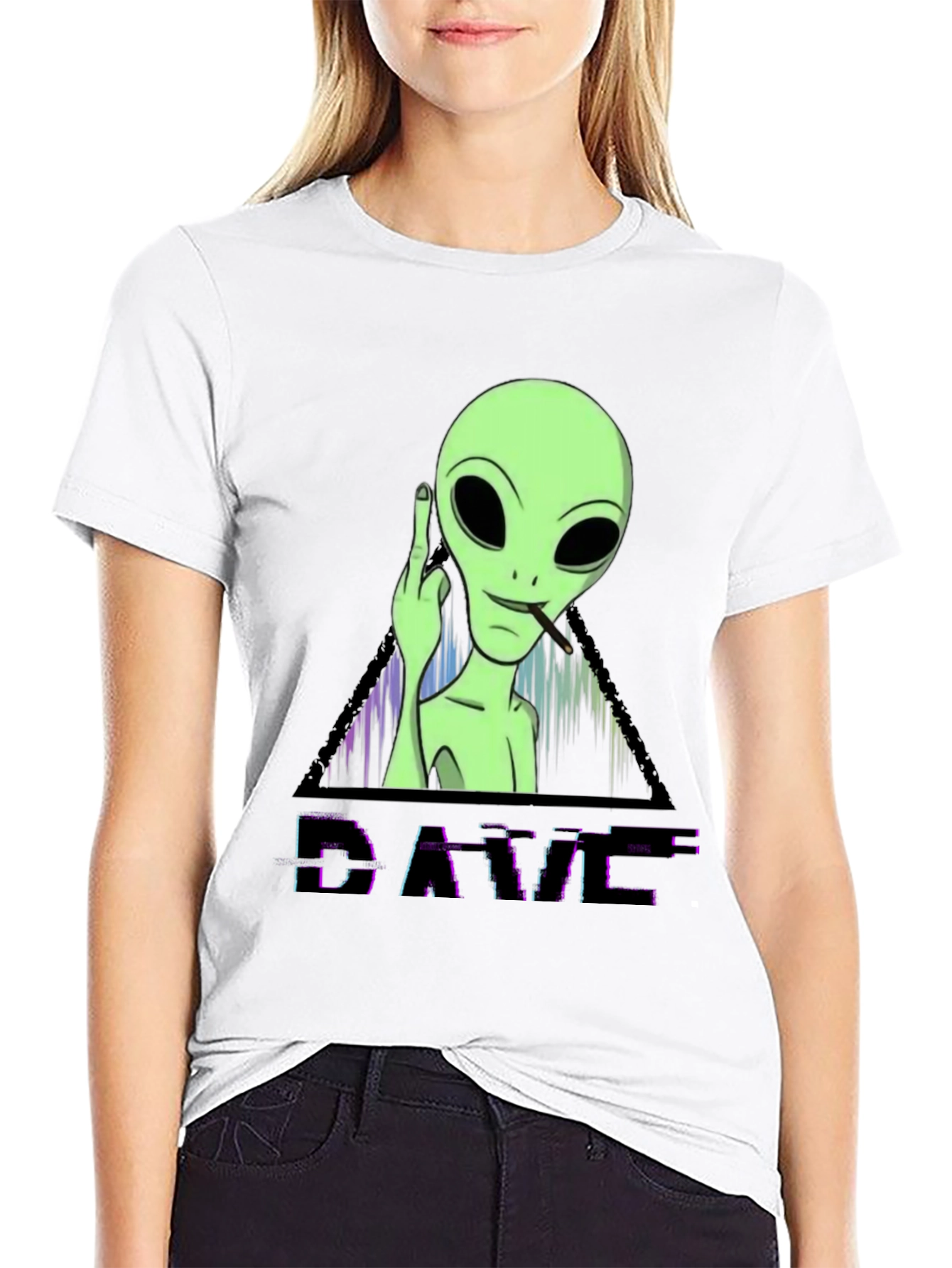 Black Cool Alien DAVE Graphic T-Shirt view 9