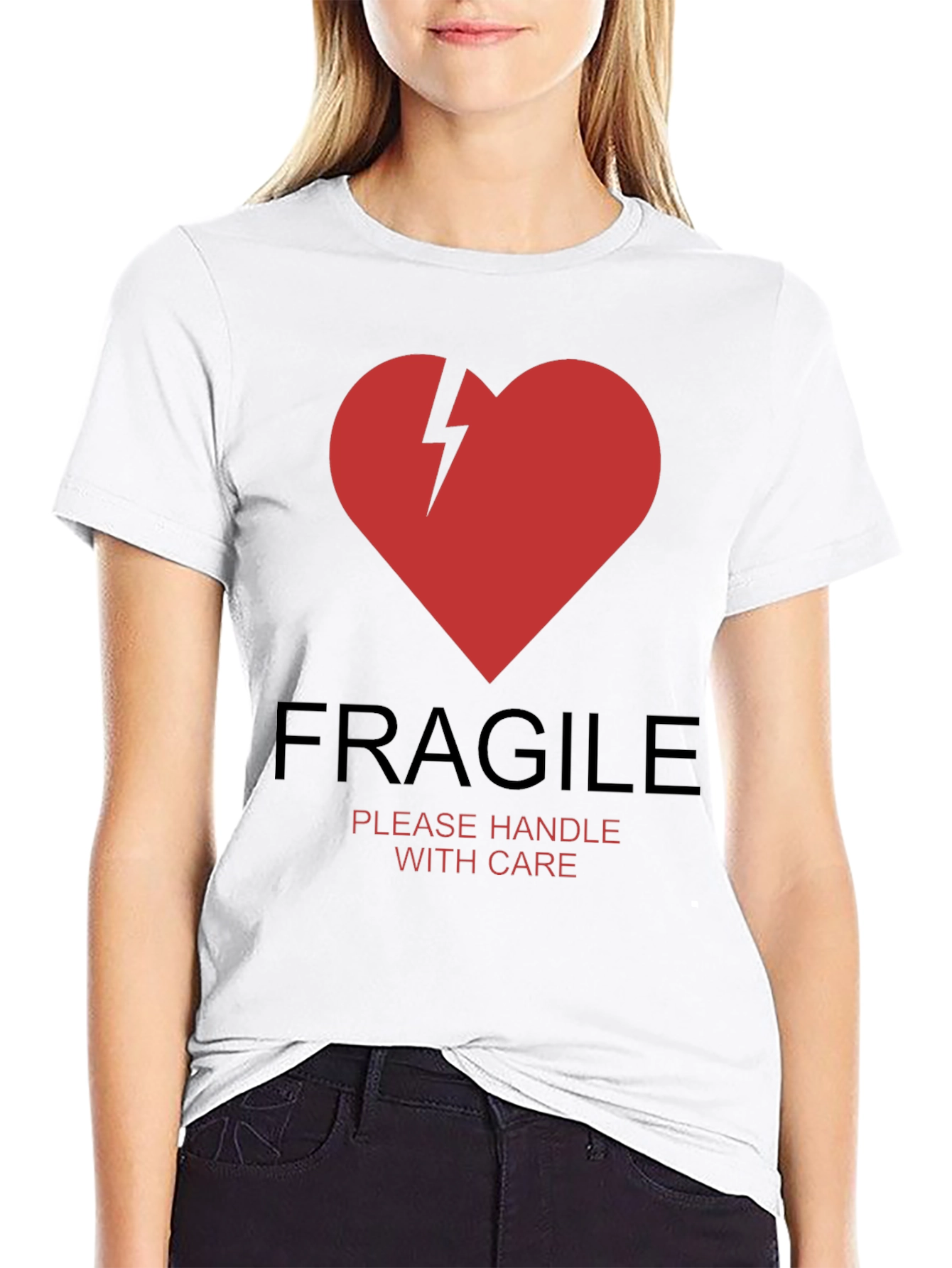 Black Fragile Heart Graphic T-Shirt - Handle With Care view 9