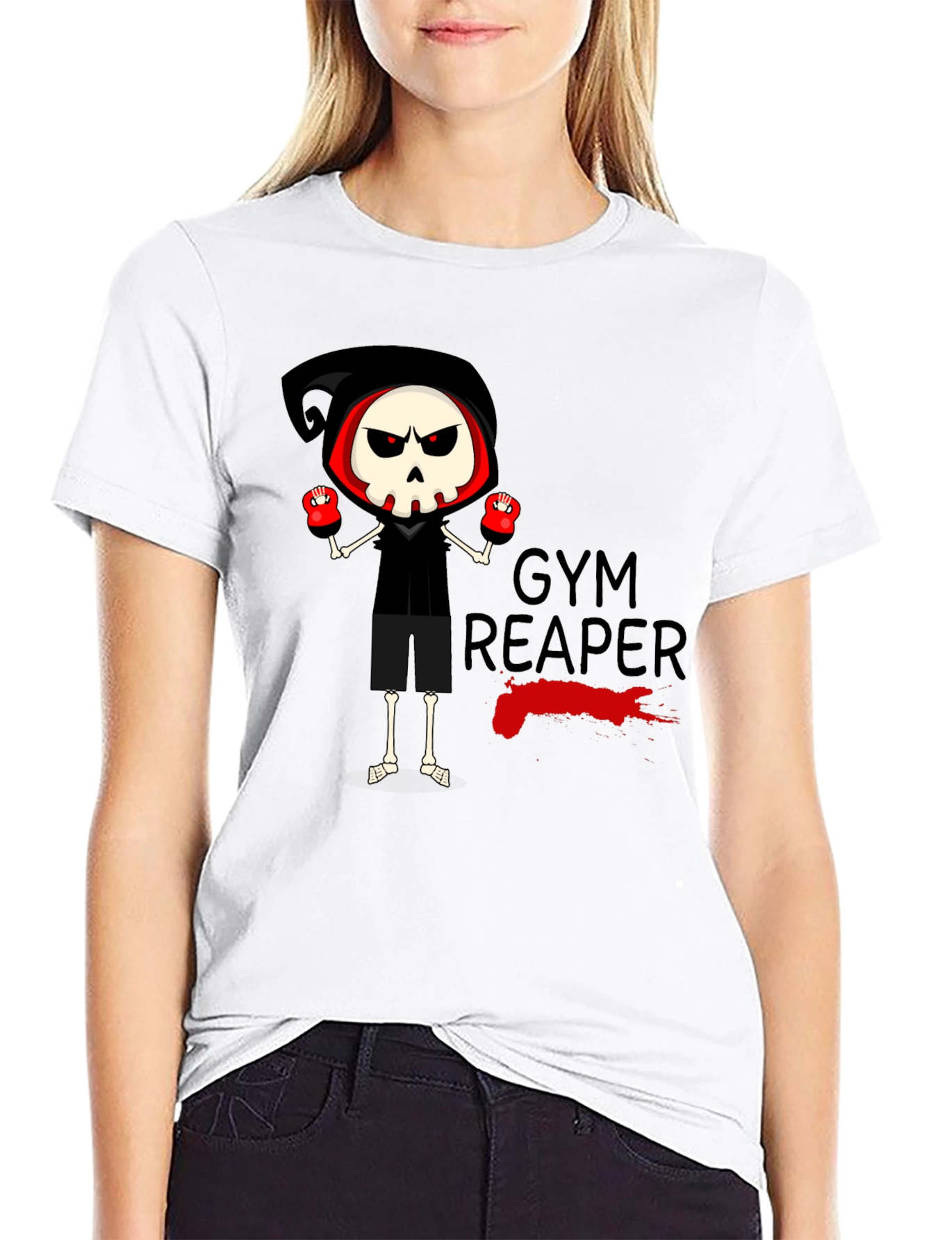 Black Gym Reaper Graphic Tee - Skeleton Boxer Design view 9