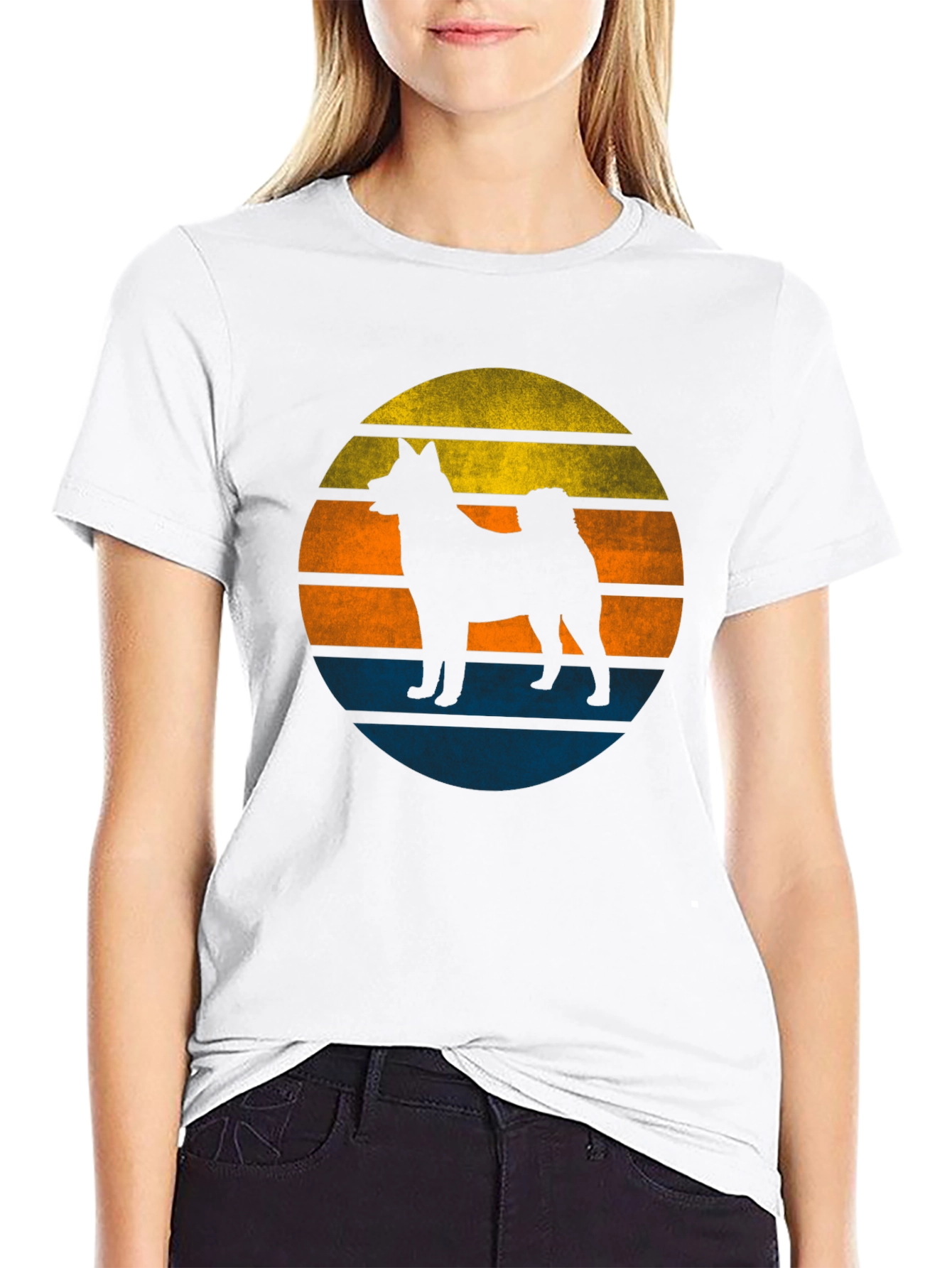 Black Retro Dog Sunset Graphic Tee - Men's Black T-Shirt view 9