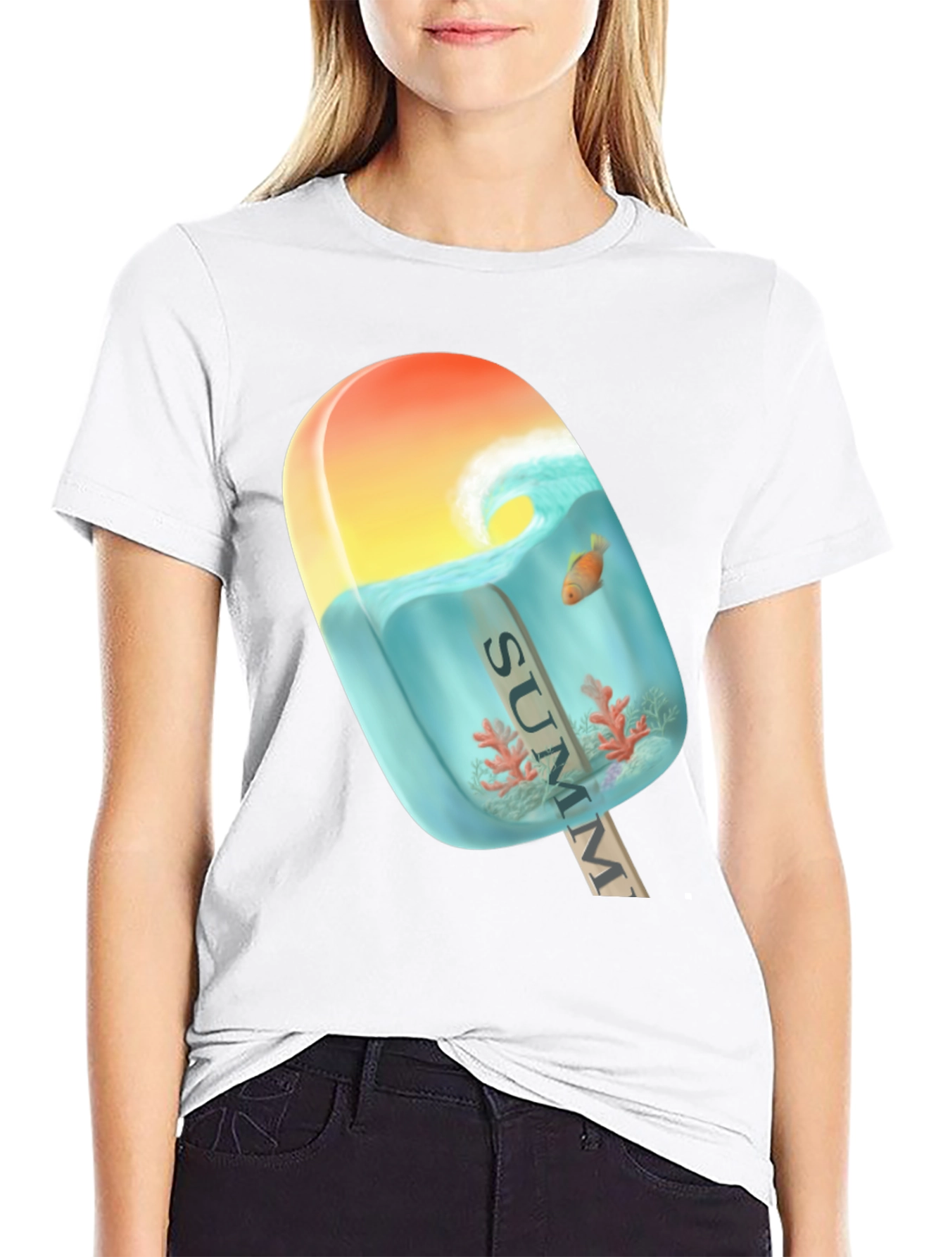 Black Summer Popsicle Graphic Tee - Beach Vibe T-Shirt view 9