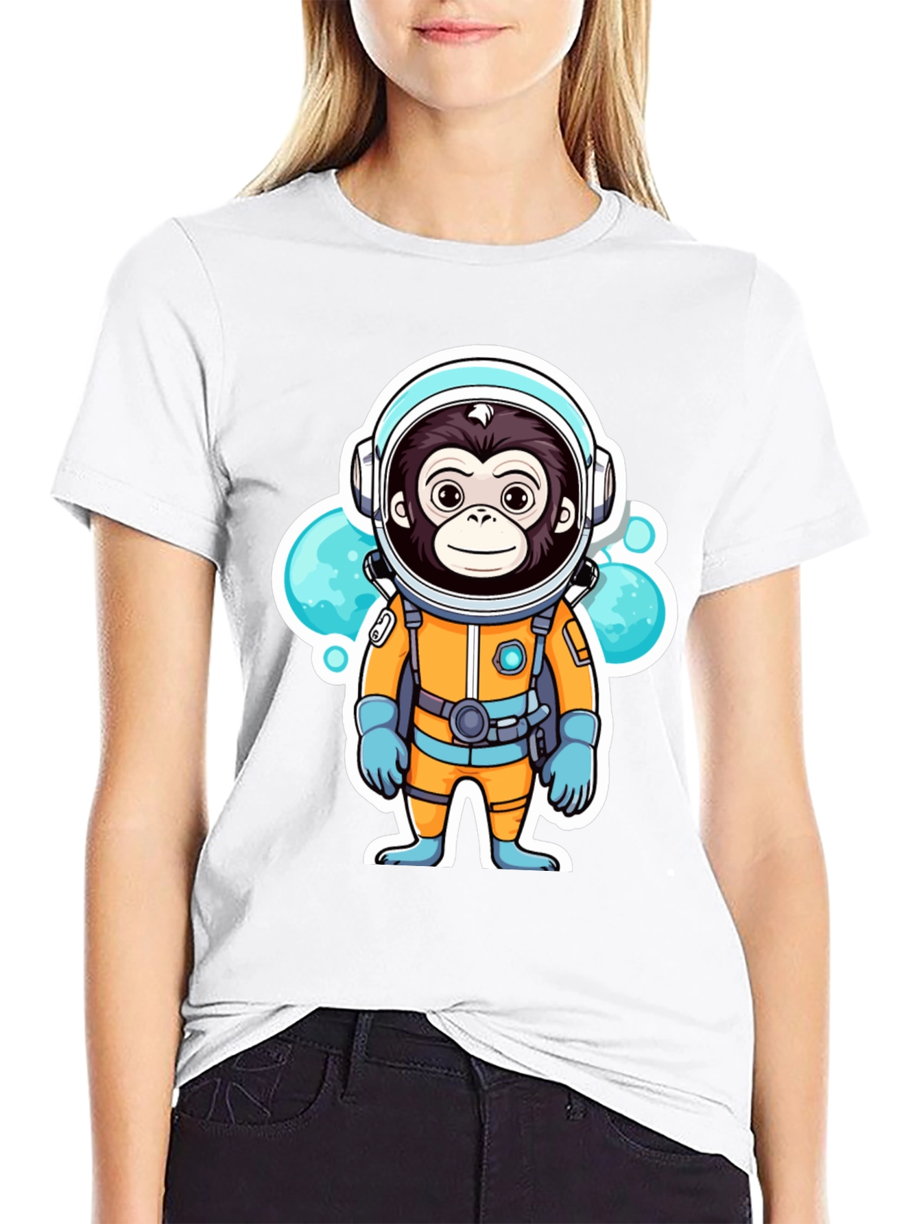 Black Monkey Astronaut T-Shirt - Space Adventure Graphic Tee view 9