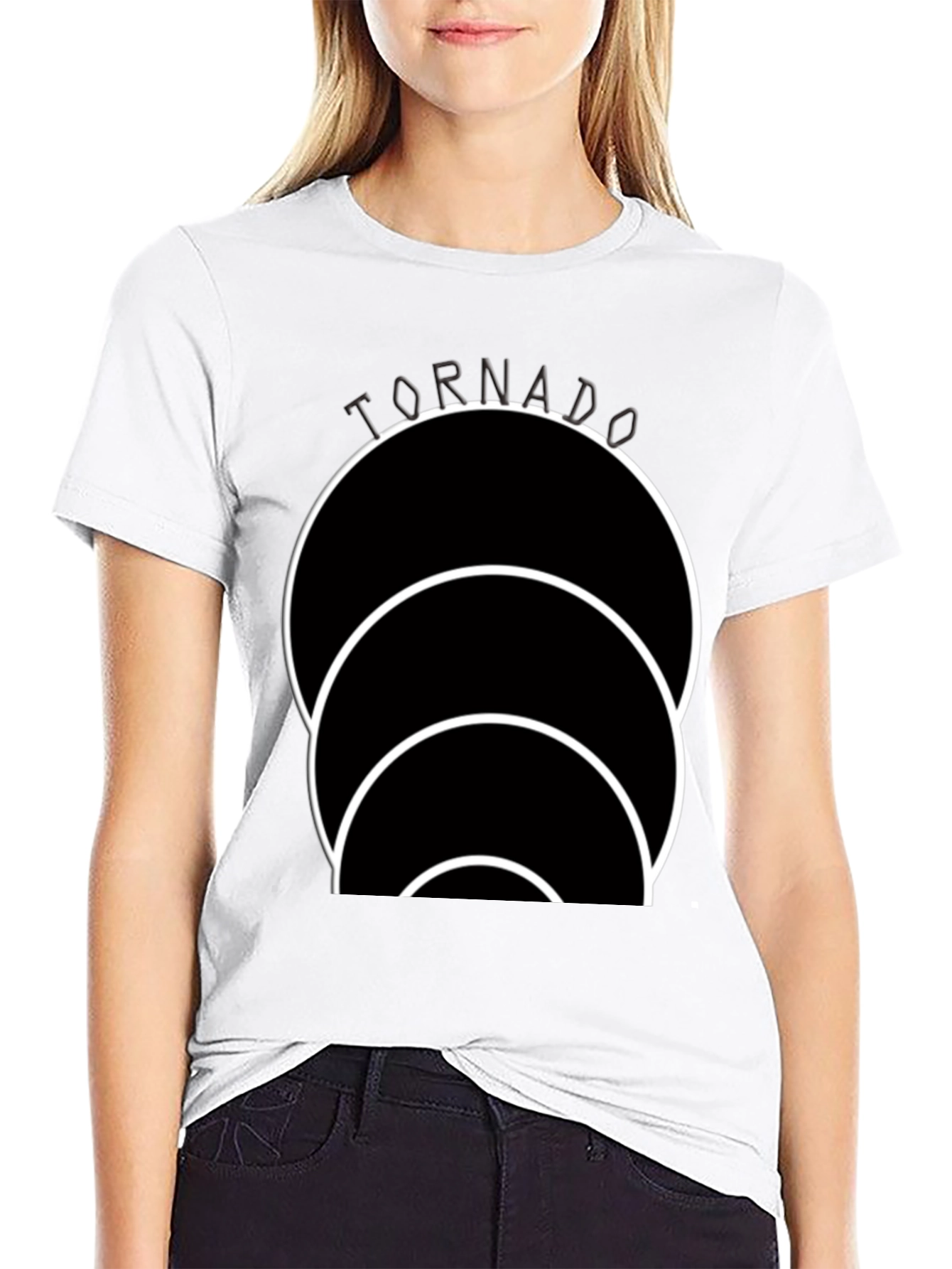 Black Tornado Circle Graphic Black T-Shirt view 9