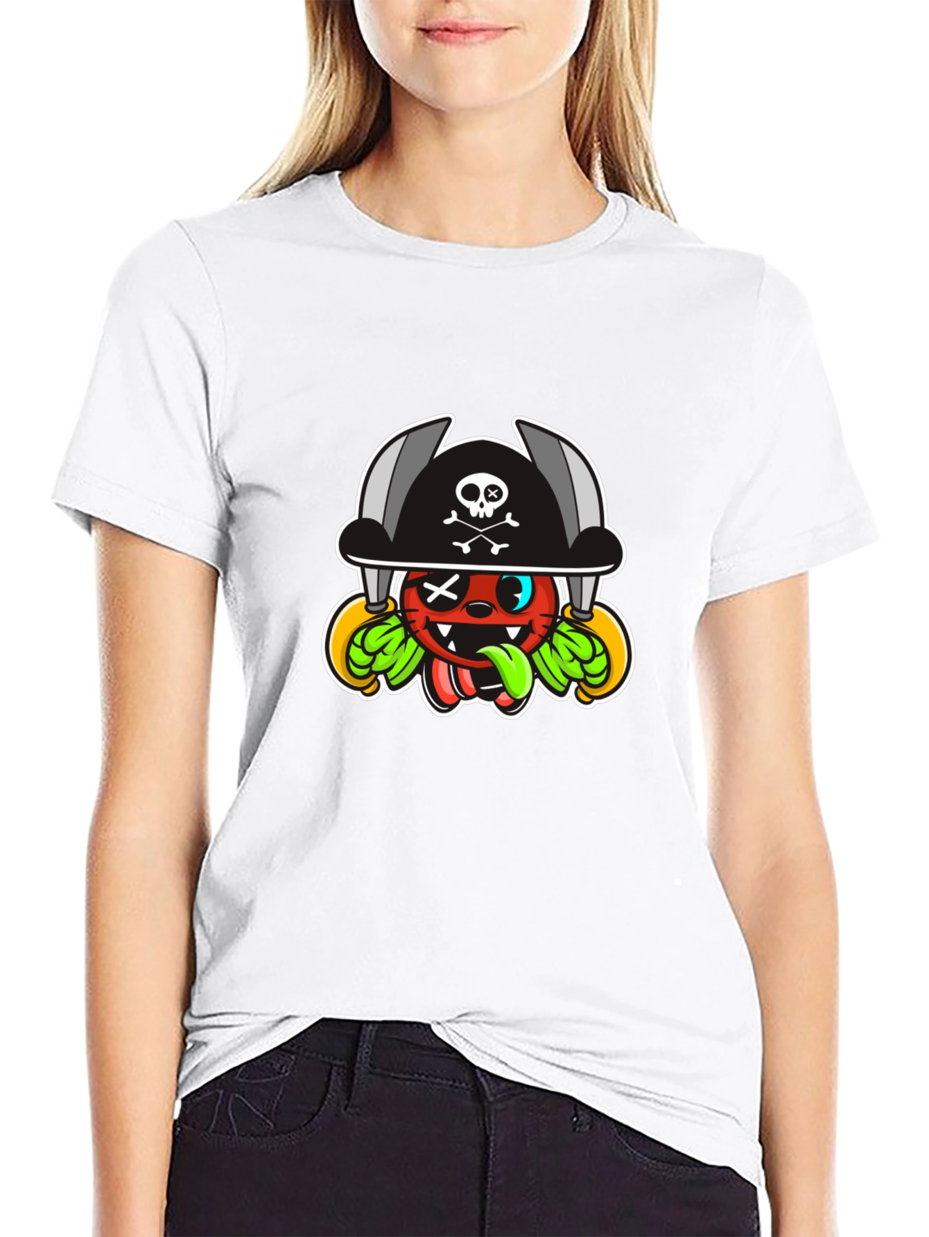Pirate Character Graphic T-Shirt - Black - 9