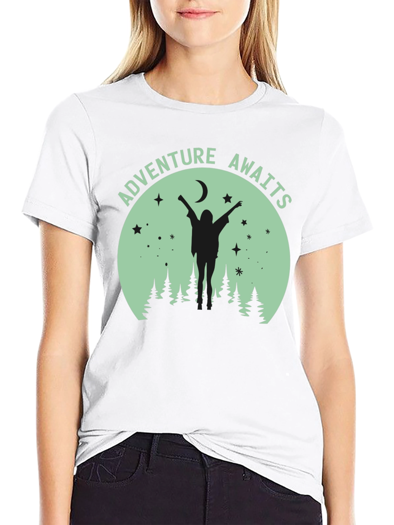 Black Adventure Awaits Graphic Tee - Unisex Black T-Shirt view 9