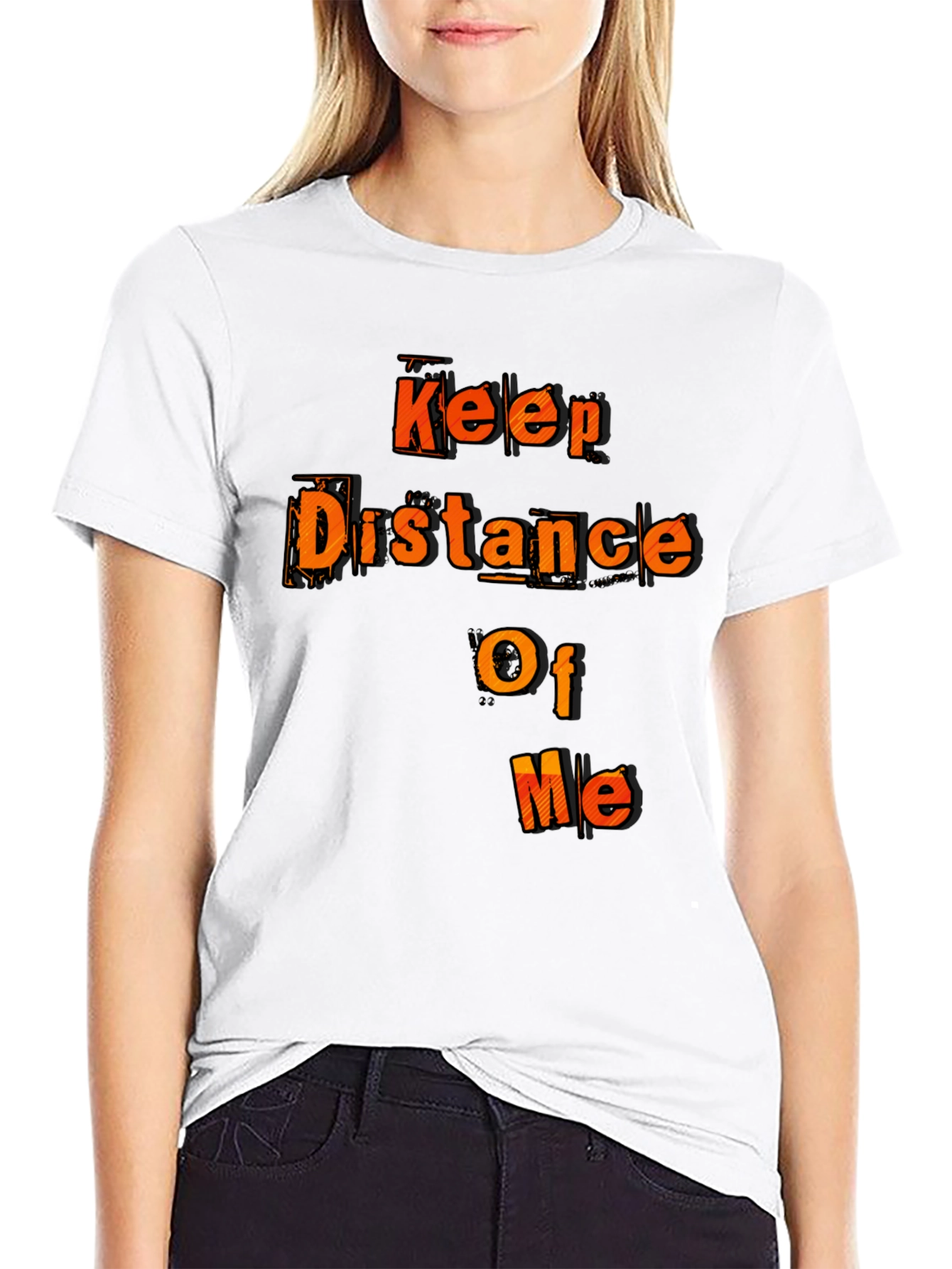 Black Keep Distance Of Me Novelty Graphic Tee view 9