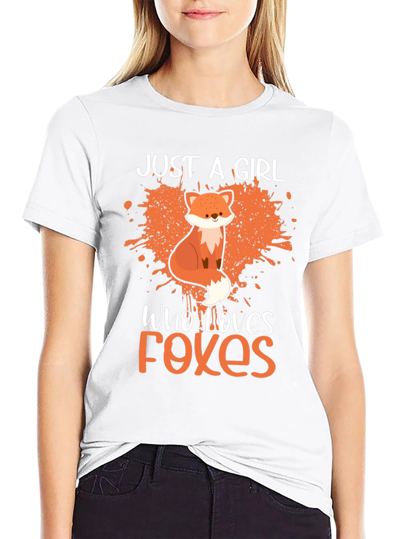 Black Just a Girl Who Loves Foxes T-Shirt - Novelty Tee view 9