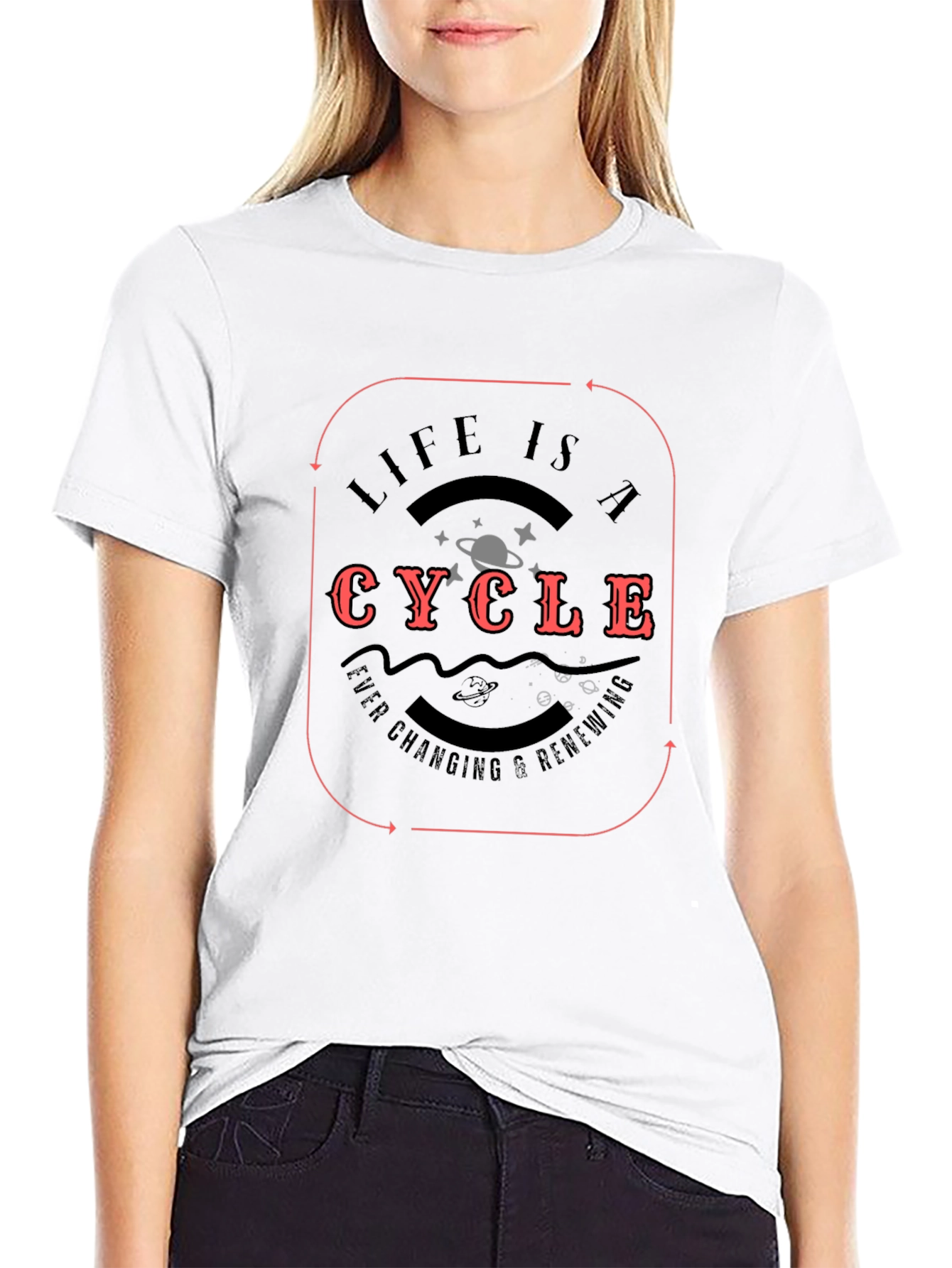 Black Life is a Cycle Graphic T-Shirt - Black Cotton Blend view 9
