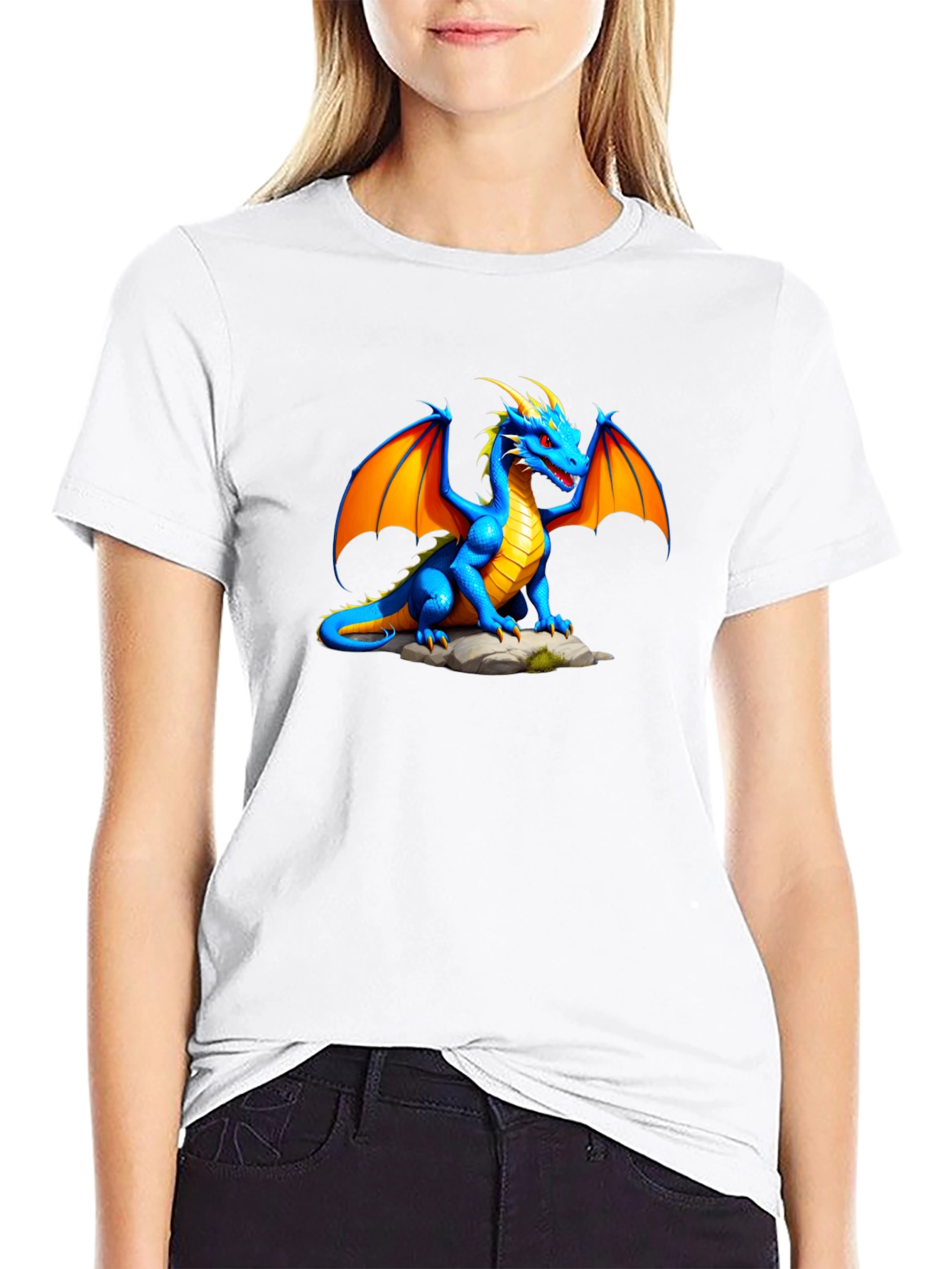 Black Blue Dragon Graphic Tee - Fantasy T-Shirt view 9