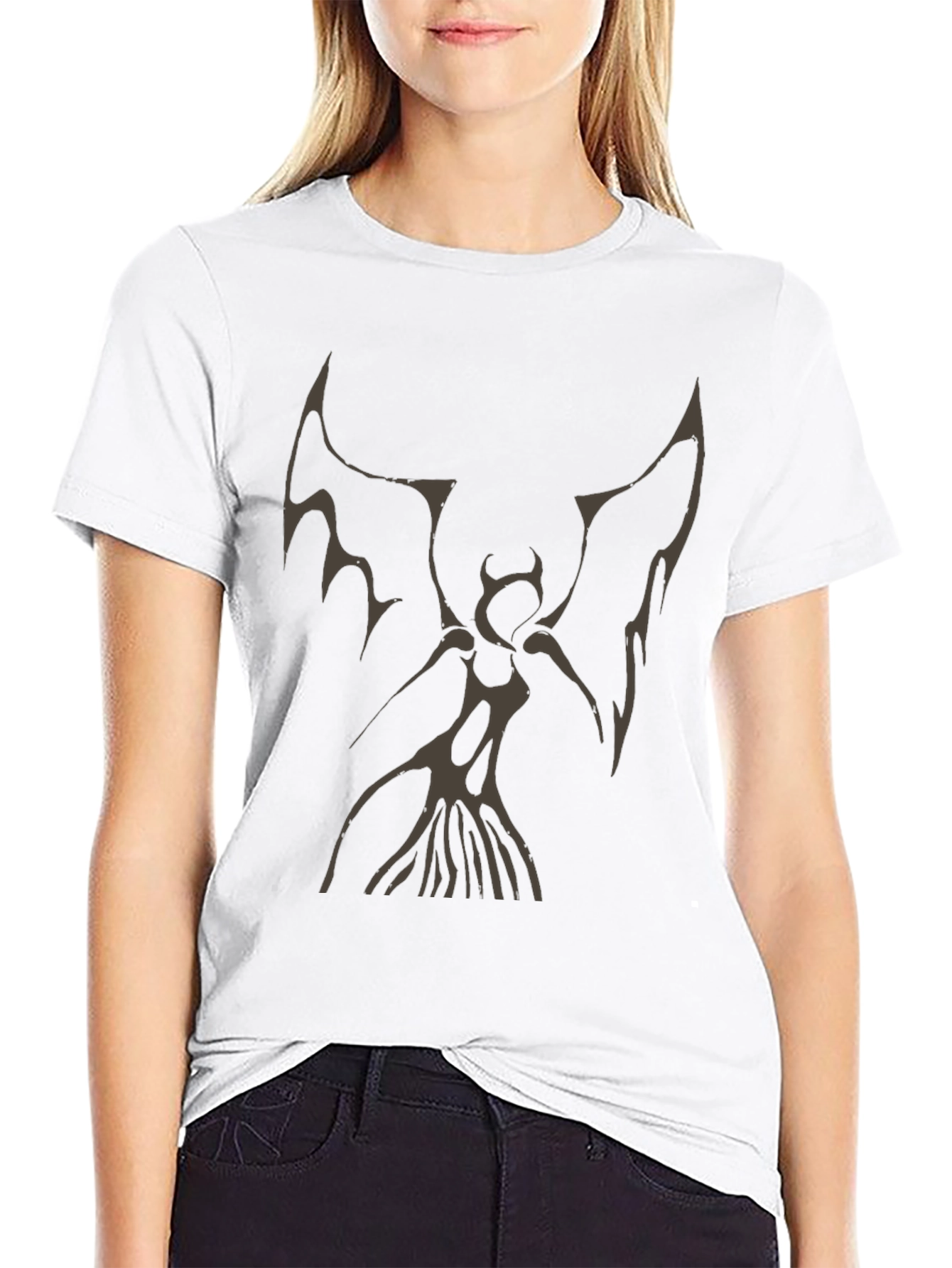 Black Dark Angel Graphic Print Tee view 9