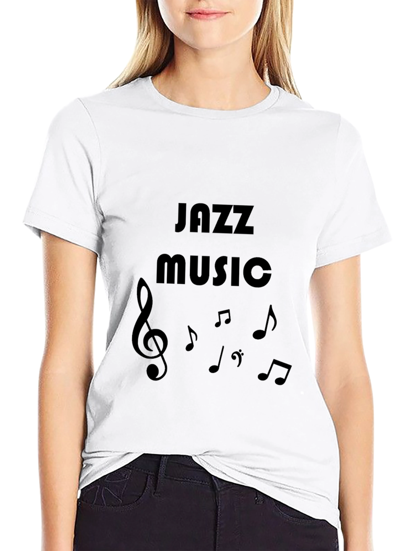 Black Jazz Music Graphic Tee - Black Cotton T-Shirt view 9