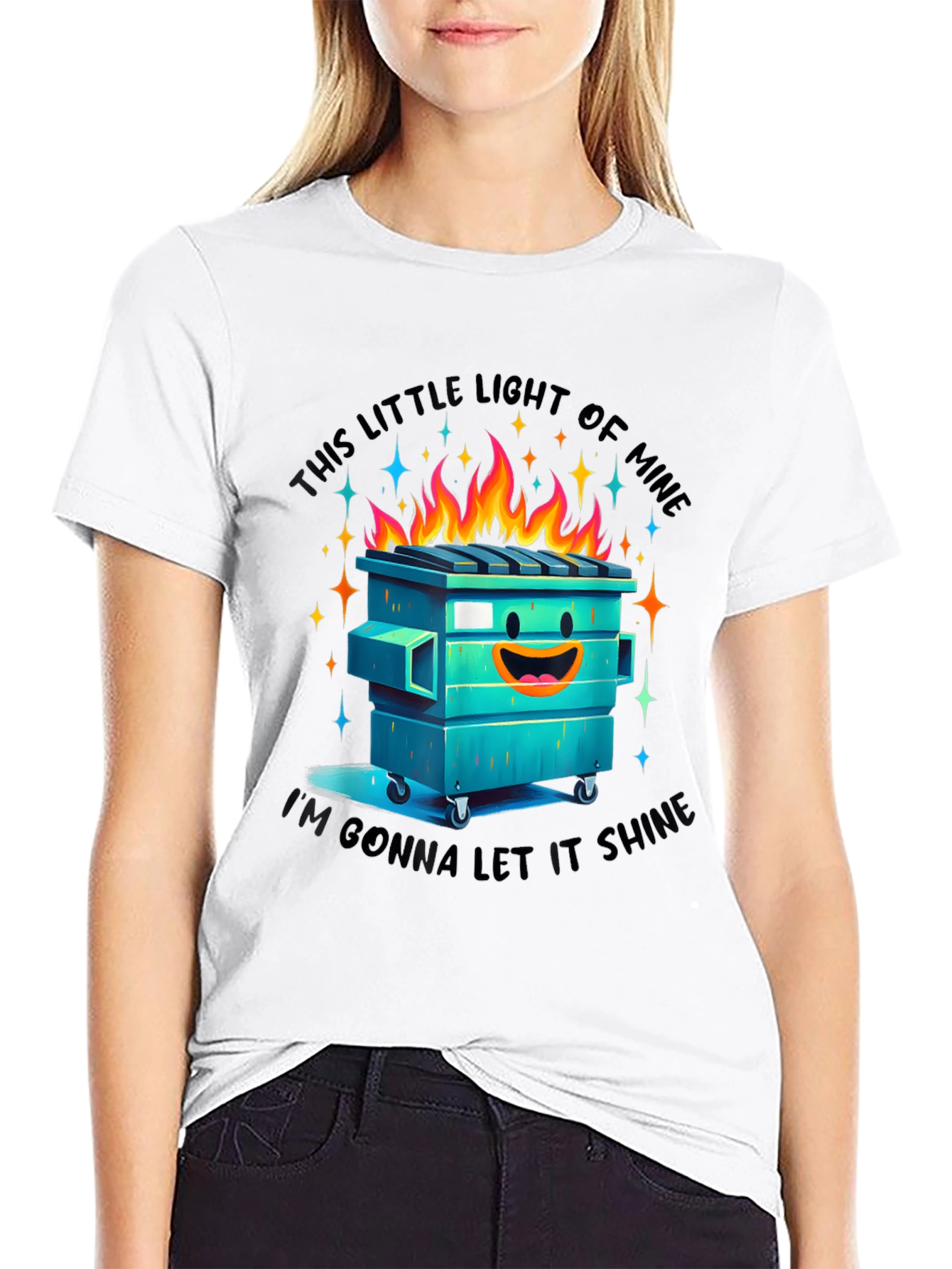 Black Dumpster Fire T-Shirt: Let It Shine! view 9