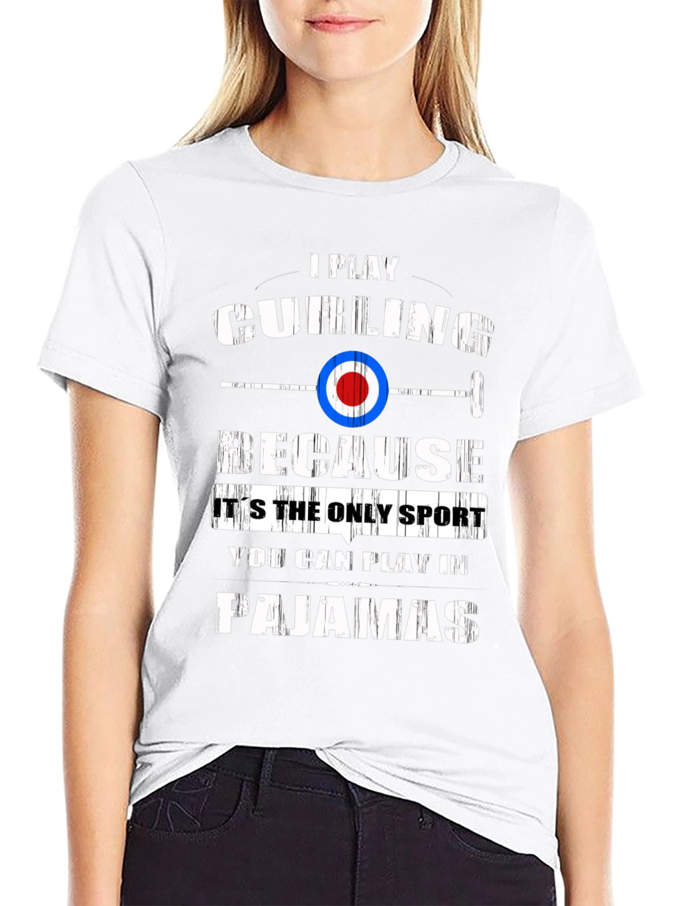 Black Funny Curling Pajamas T-Shirt view 9