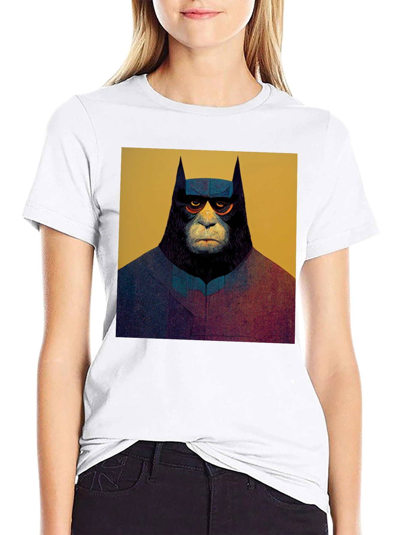 Black Batman Ape Graphic Tee - Black view 9