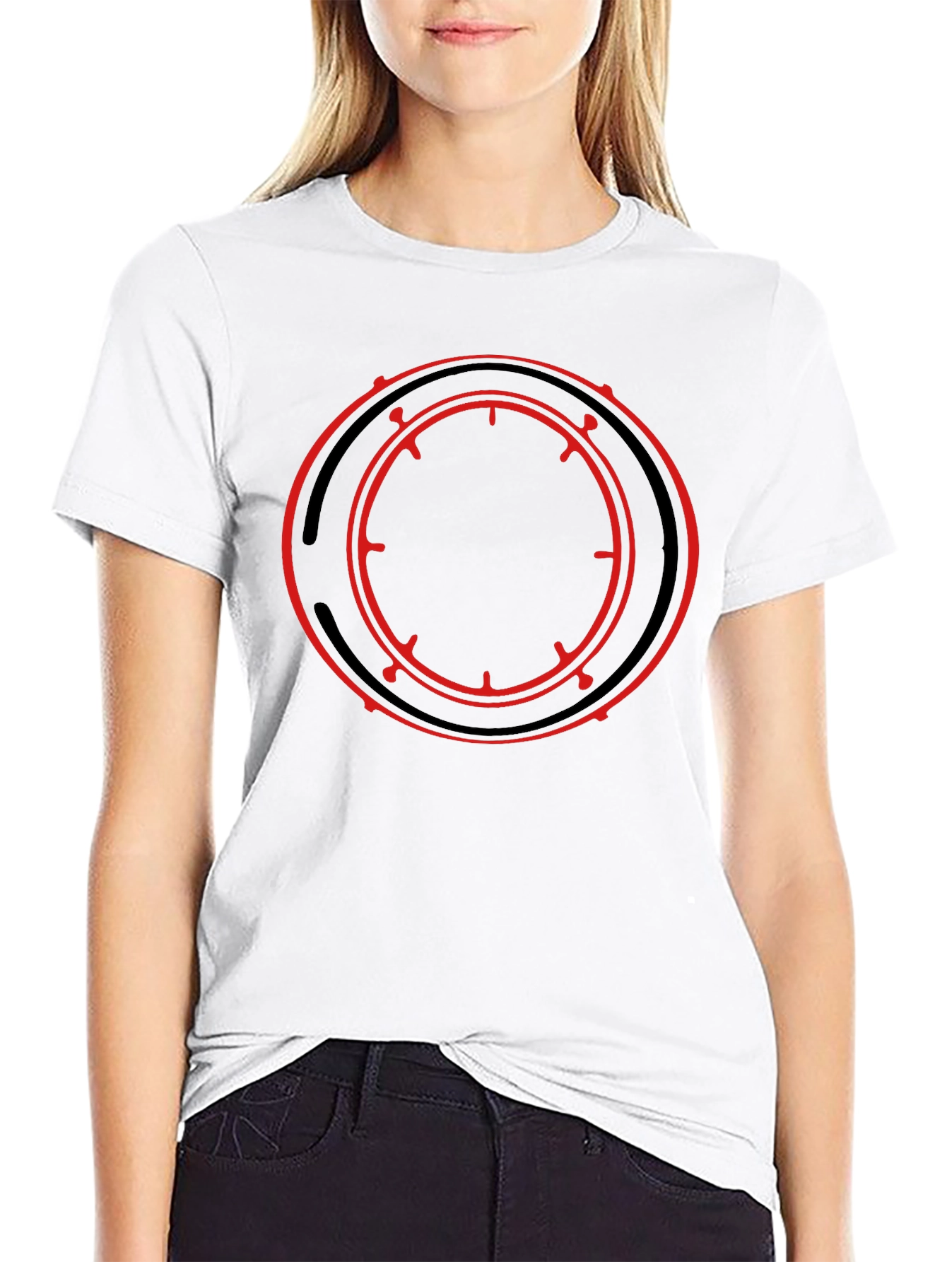 Black Black T-Shirt with Red Circle Graphic view 9