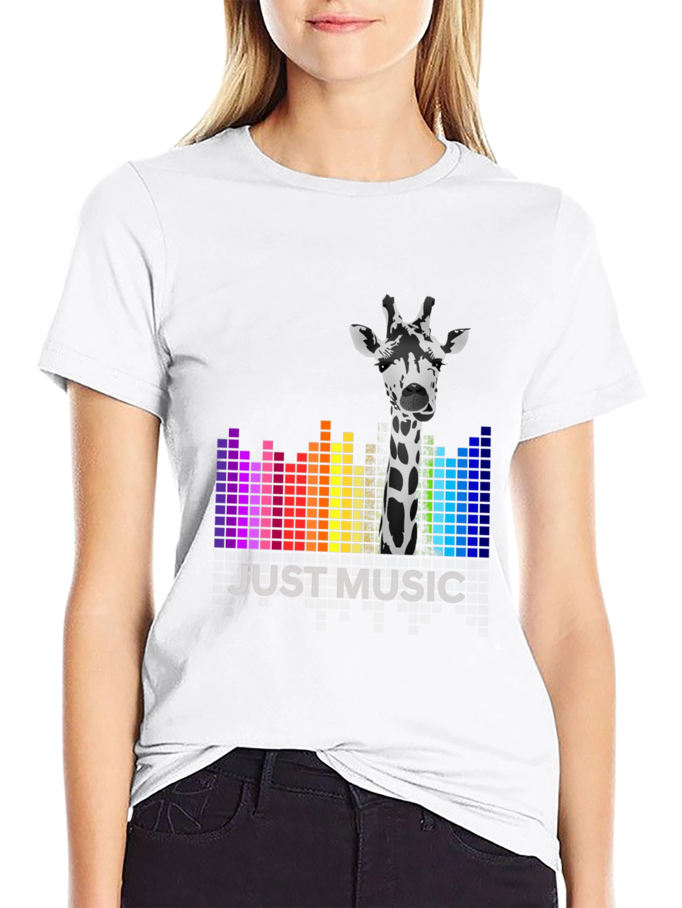 Black Just Music Giraffe Tee - Stylish Graphic T-Shirt view 9