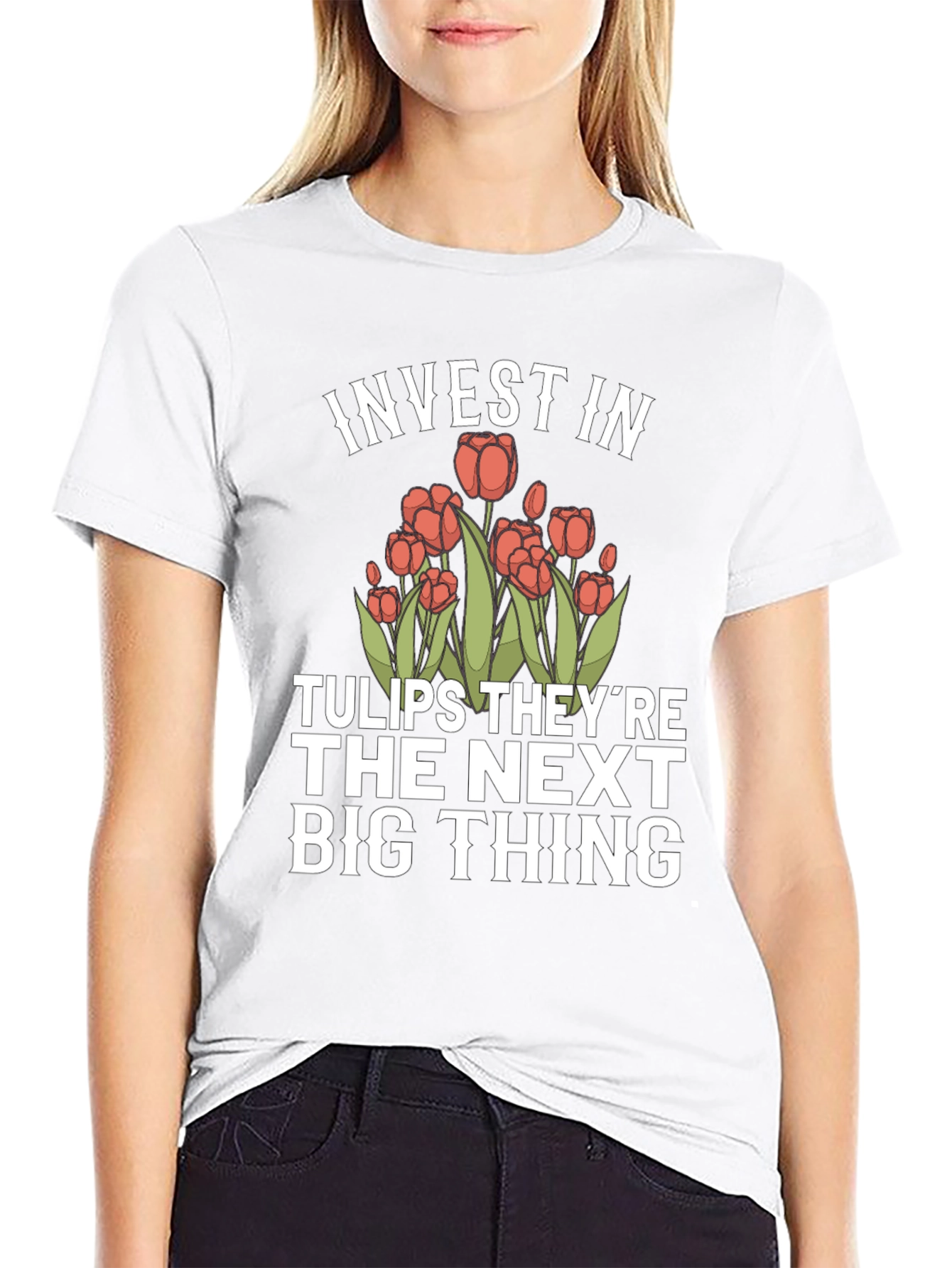 Black Invest in Tulips Graphic T-Shirt view 9