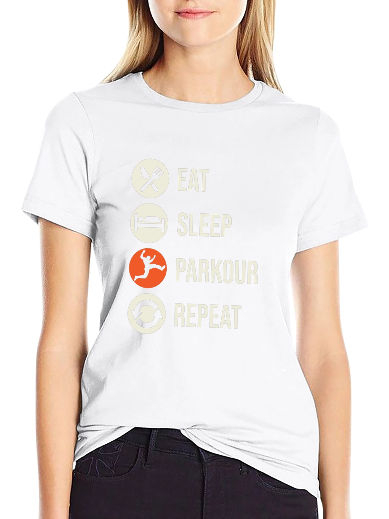 Black Eat Sleep Parkour Repeat T-Shirt view 9