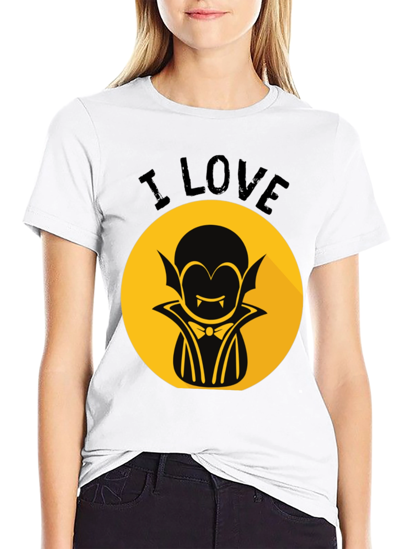 Black I Love Vampire Graphic T-Shirt - Halloween Style view 9