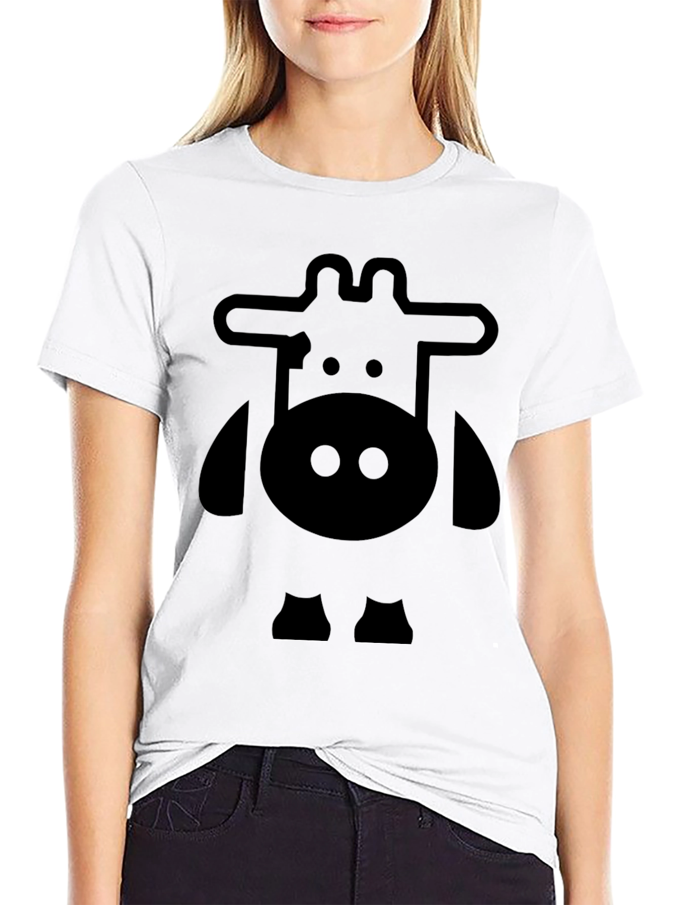 Black Cartoon Cow Graphic Tee - Black view 9