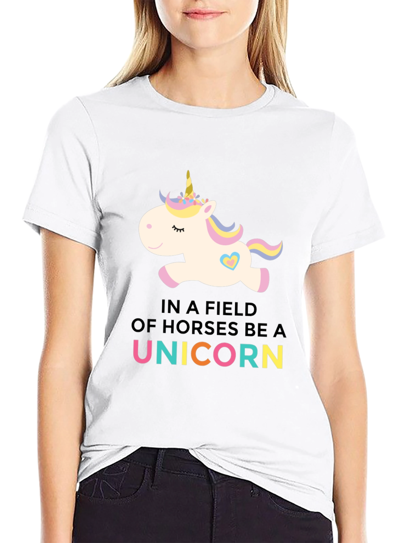 Black Be A Unicorn Black T-Shirt view 9