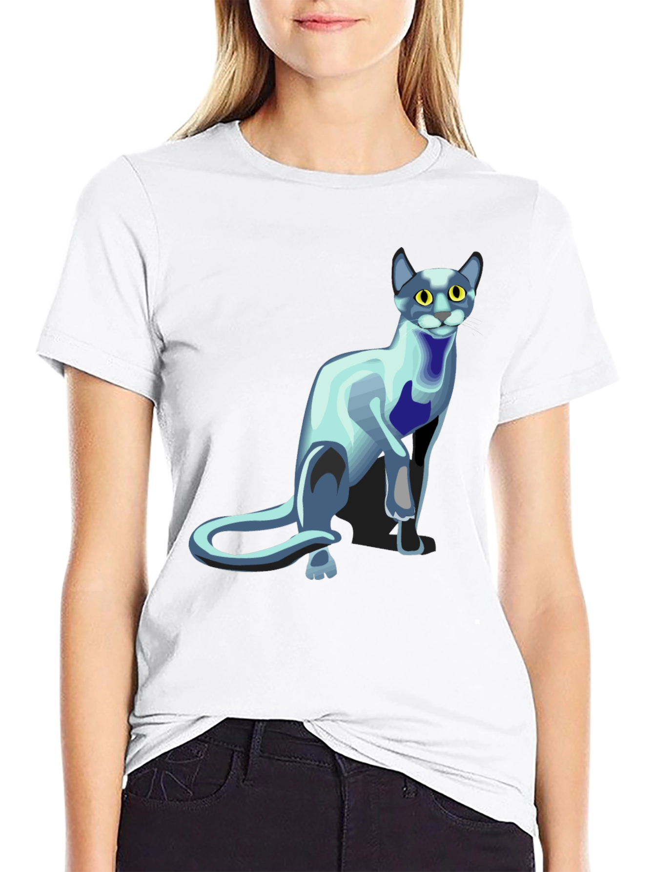 Black Cool Cat Graphic T-Shirt - Black view 9