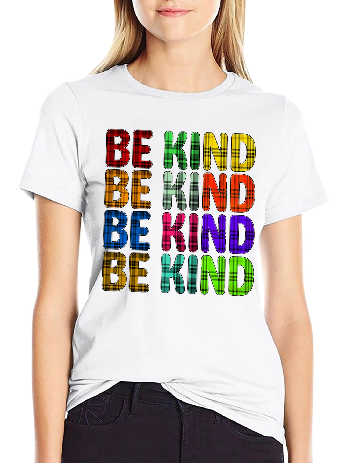 Black Be Kind Plaid Print Tee - Stylish Comfort view 9