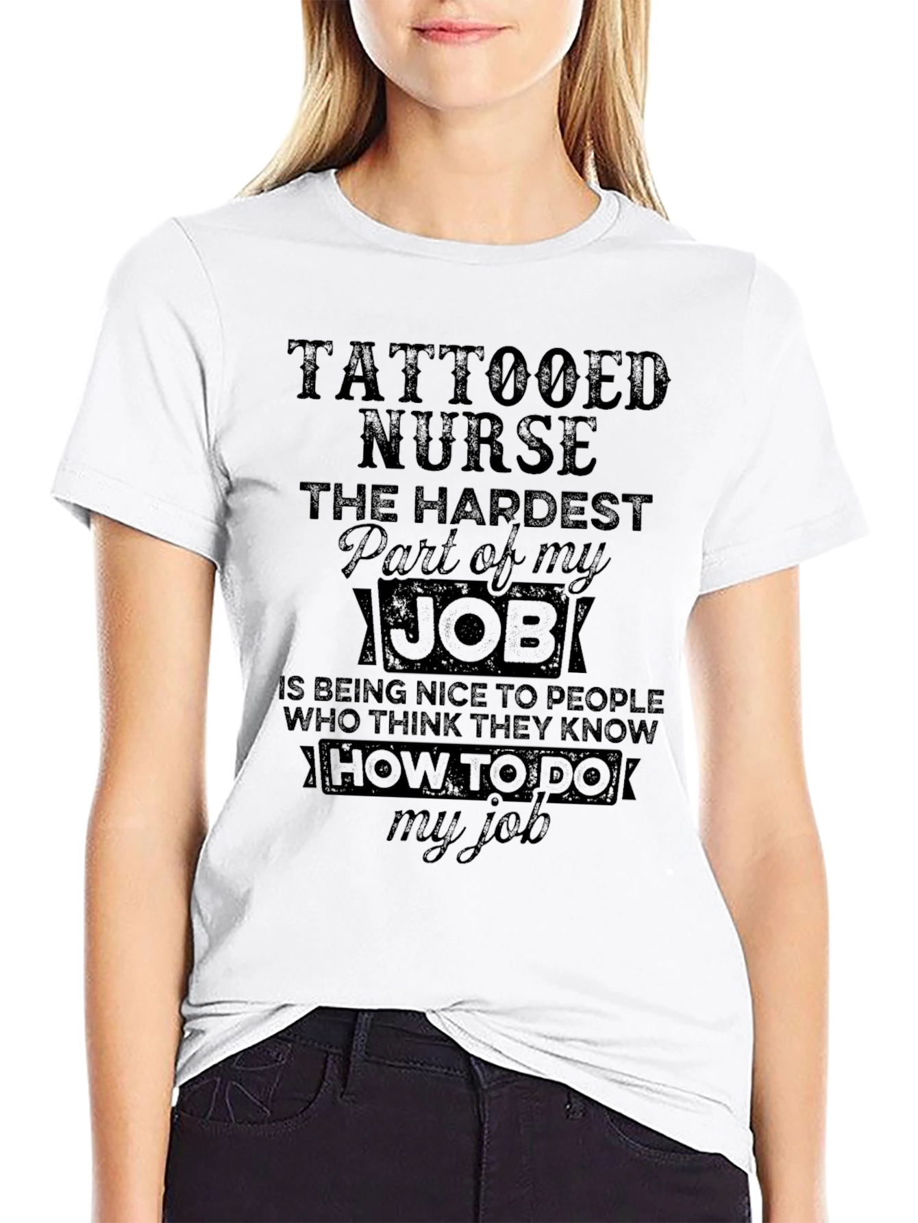 Black Tattooed Nurse T-Shirt - Hardest Part of My Job view 9