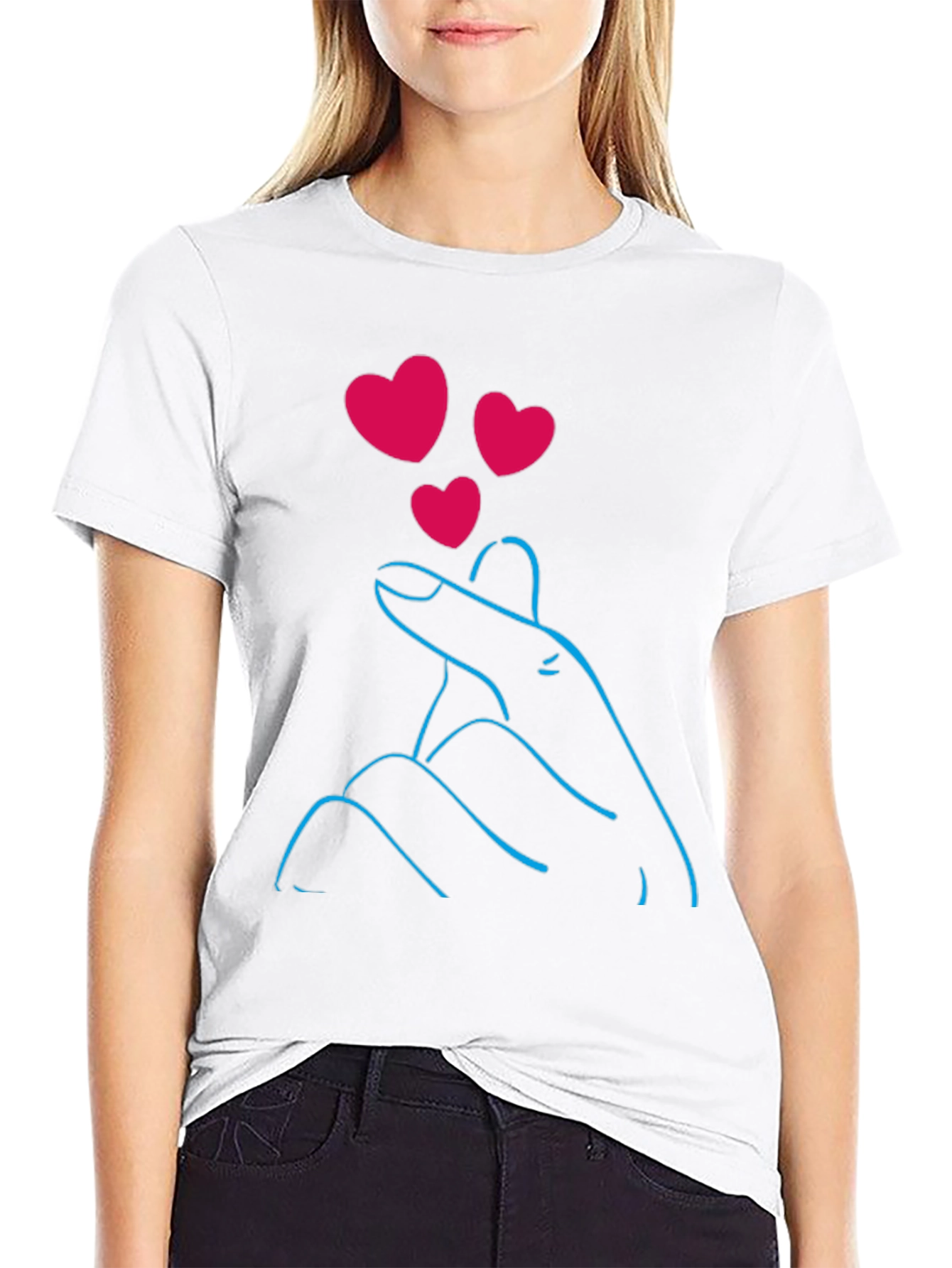 Black Heart Hand Gesture Graphic Tee view 9