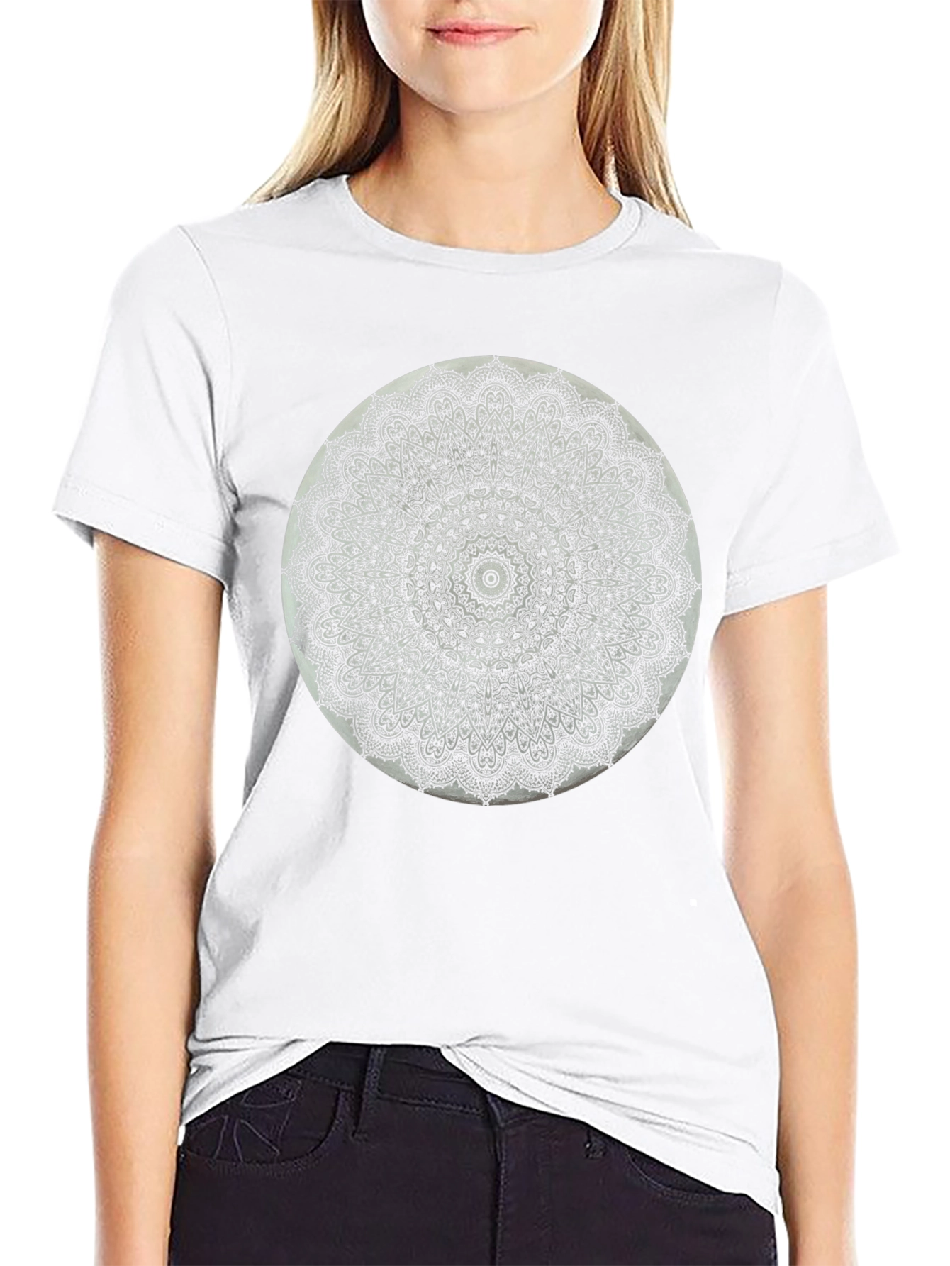 Black Black Mandala T-Shirt - Intricate Pattern Tee view 9
