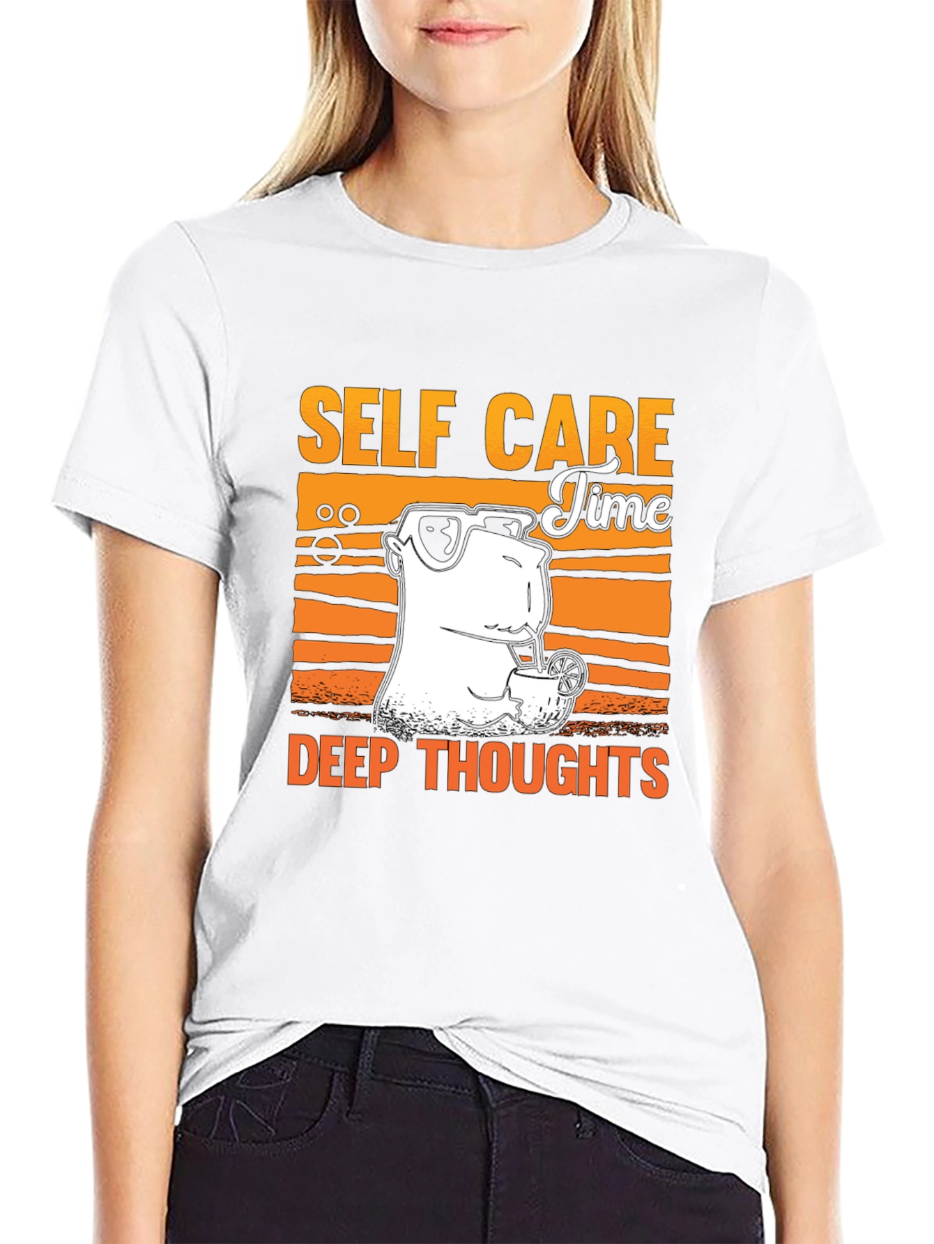 Black Self Care Time T-Shirt - Deep Thoughts Graphic Tee view 9