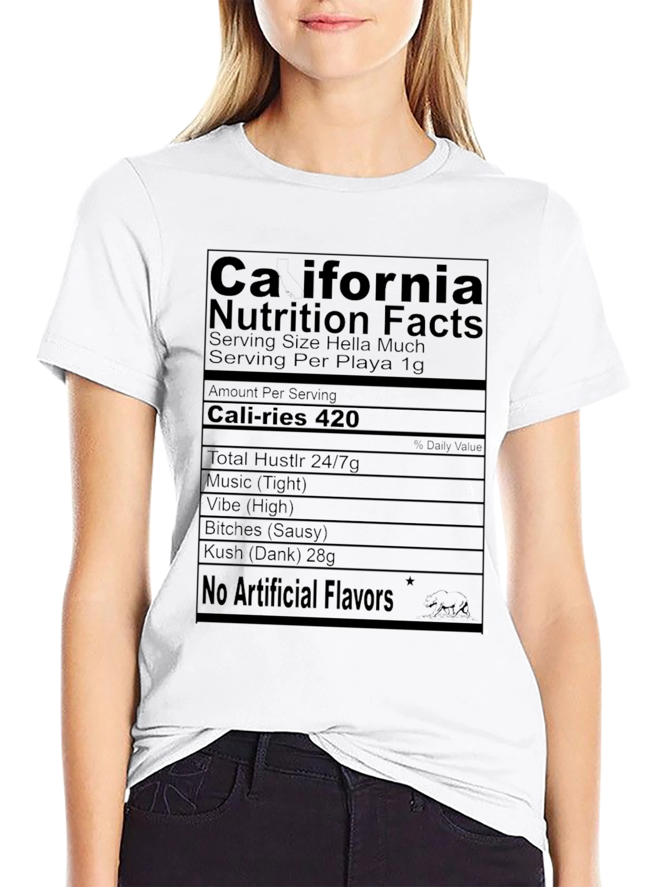 Black California Nutrition Facts Black T-Shirt view 9